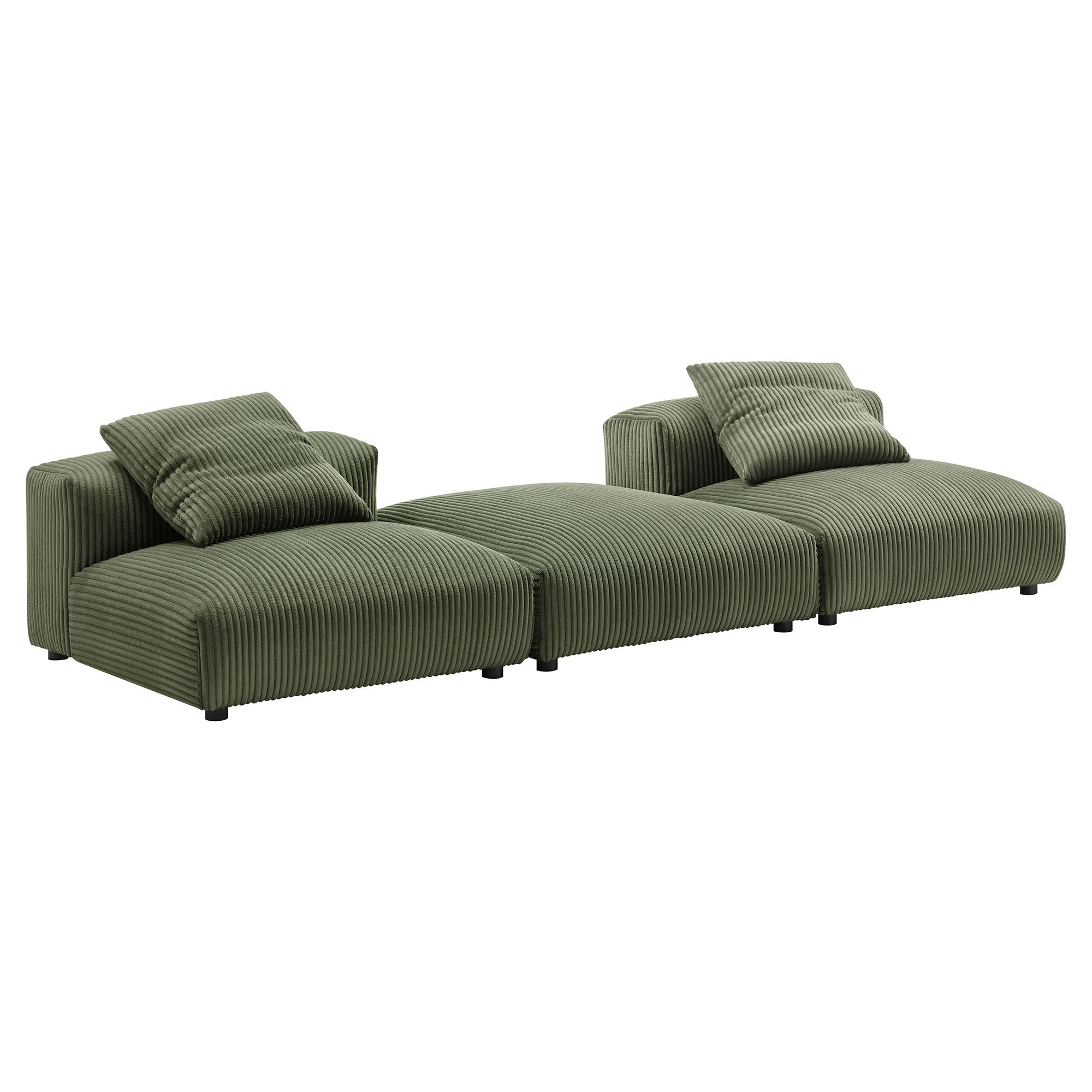 Solace 3-Piece Modular Corduroy Upholstered Sectional Sofa, Fern