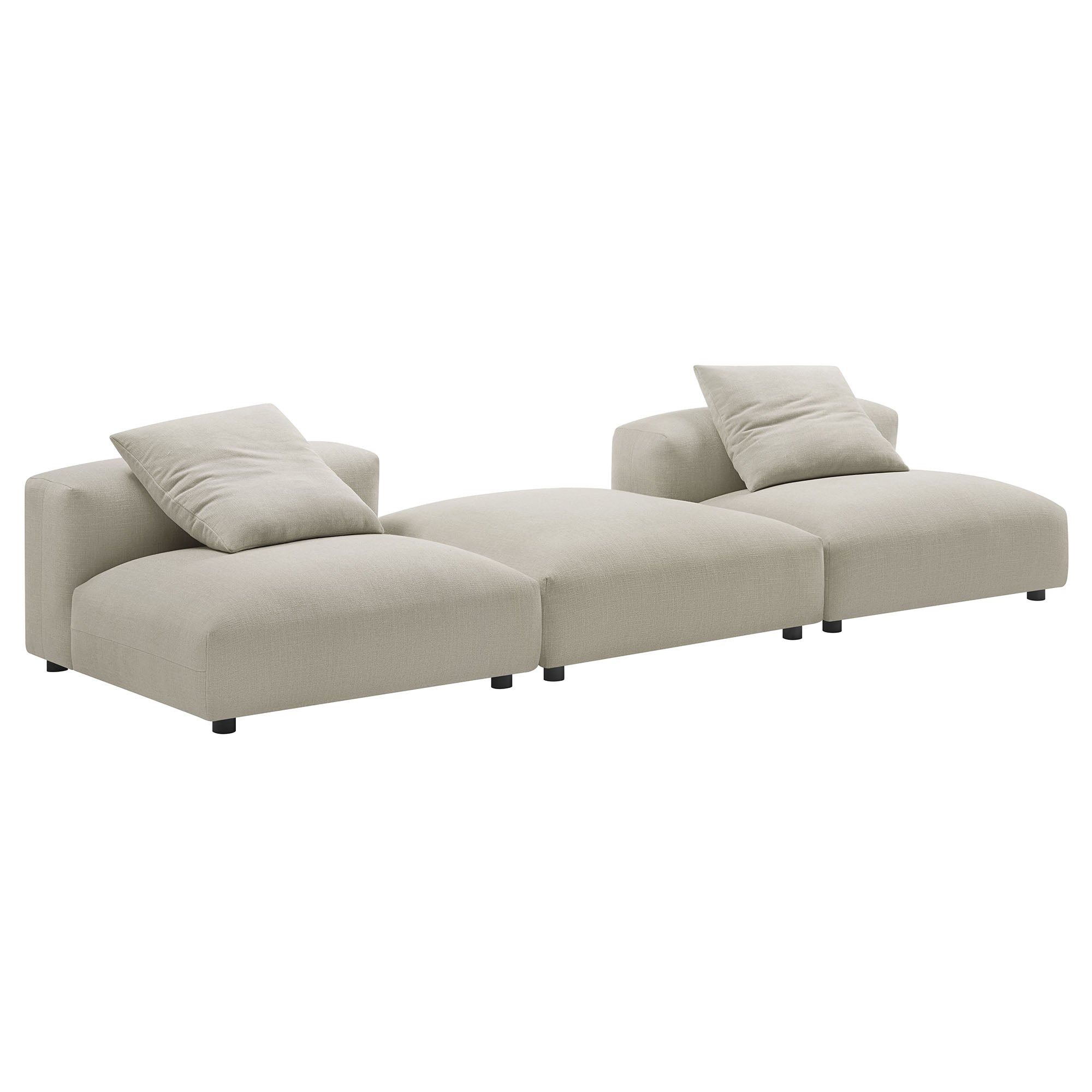 Solace 3-Piece Modular Upholstered Fabric Sectional Sofa, Linen