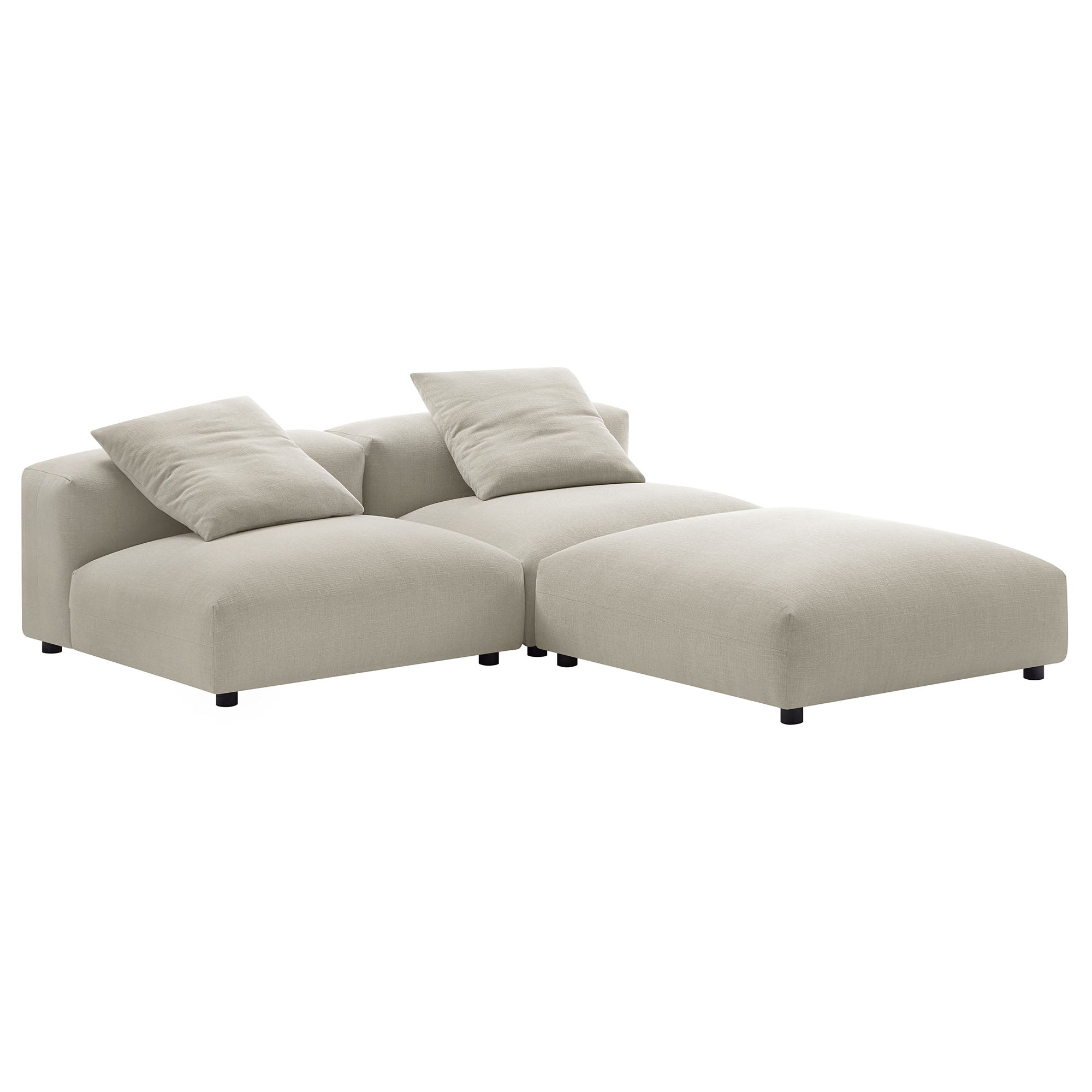 Solace 3-Piece Modular Upholstered Fabric Sectional Sofa, Linen
