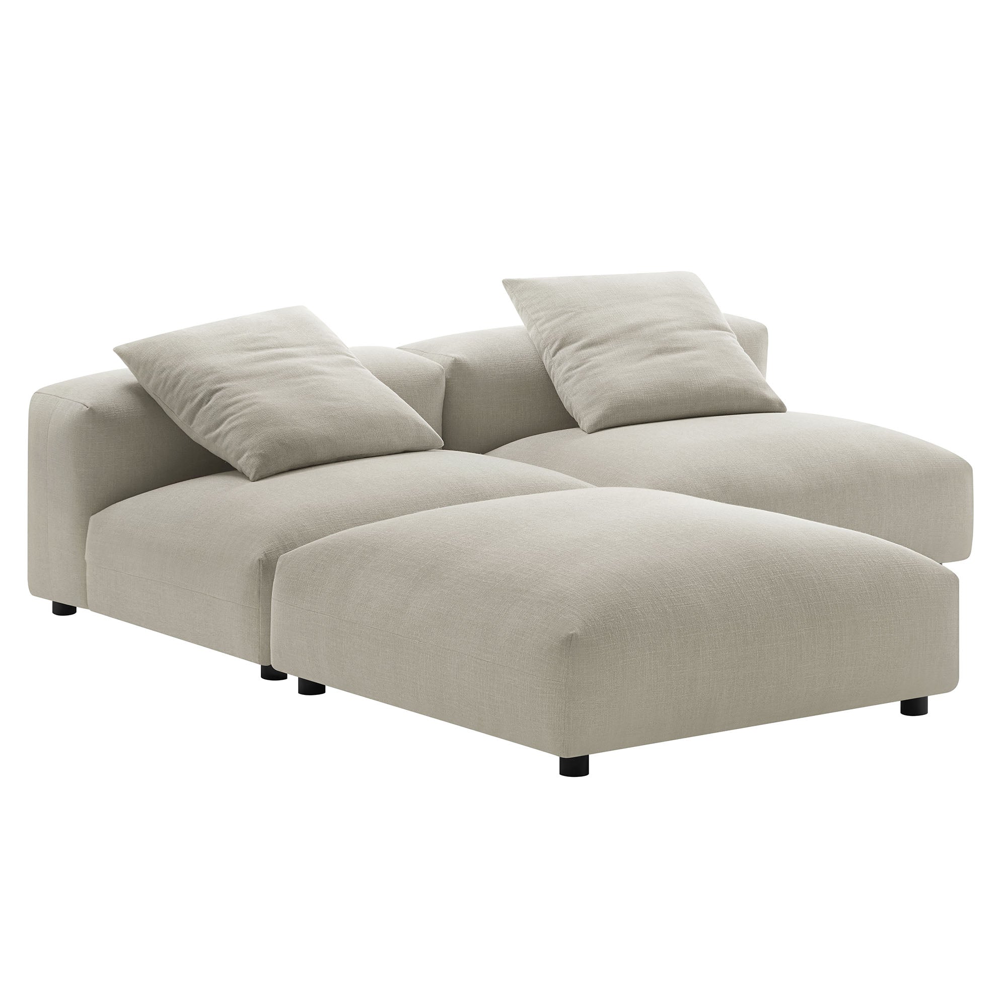 Solace 3-Piece Modular Upholstered Fabric Sectional Sofa, Linen