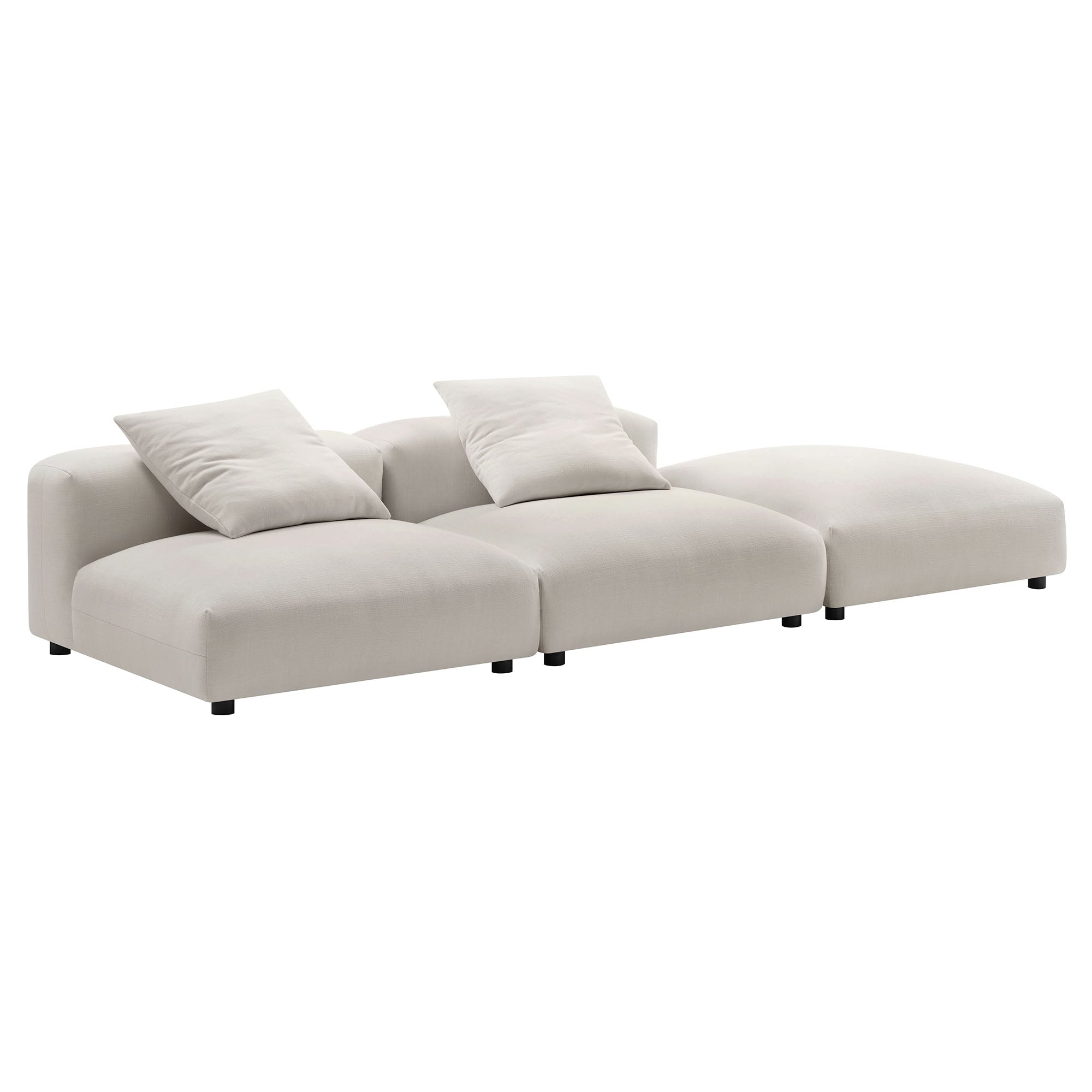 Solace 3-Piece Modular Upholstered Fabric Sectional Sofa, Salt