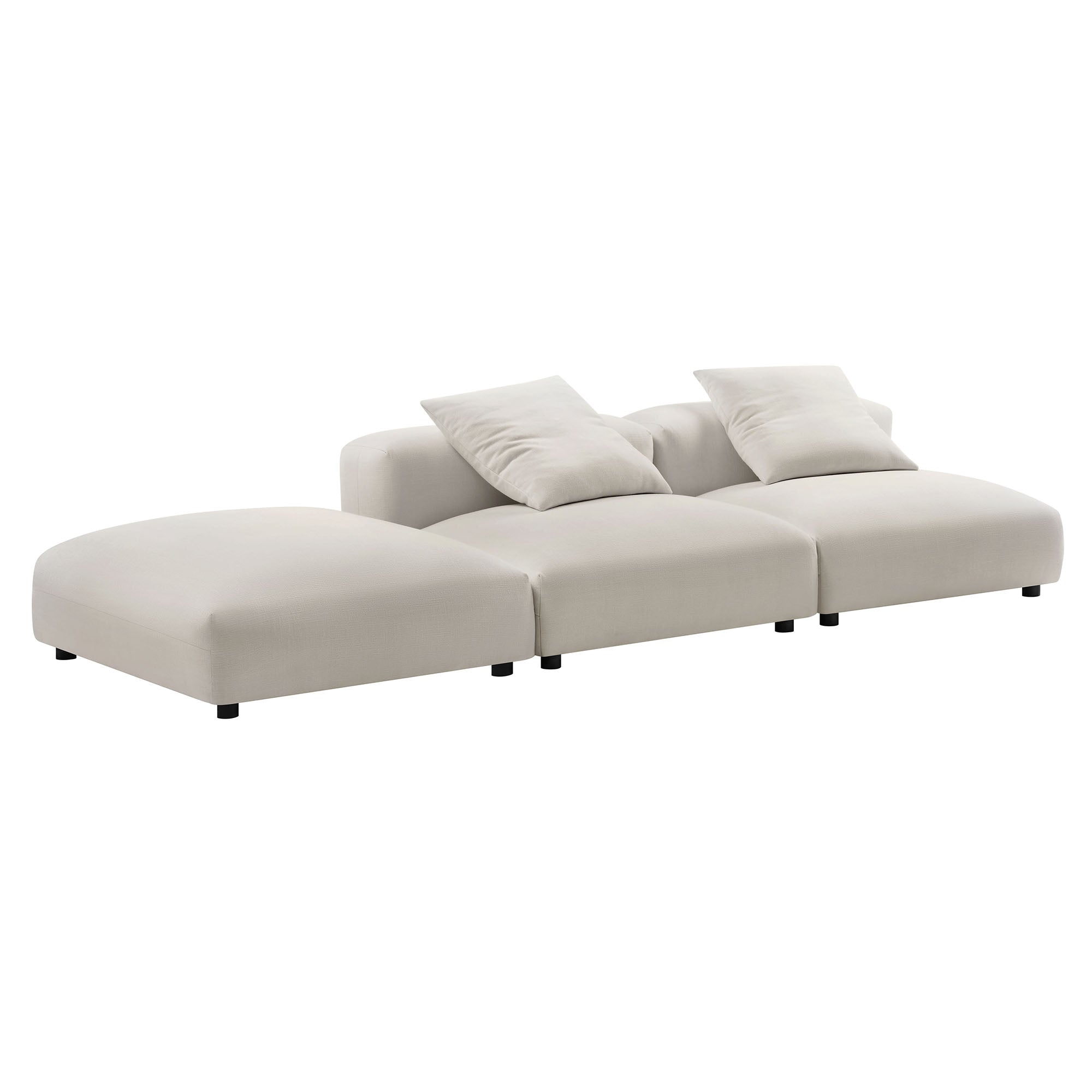 Solace 3-Piece Modular Upholstered Fabric Sectional Sofa, Salt