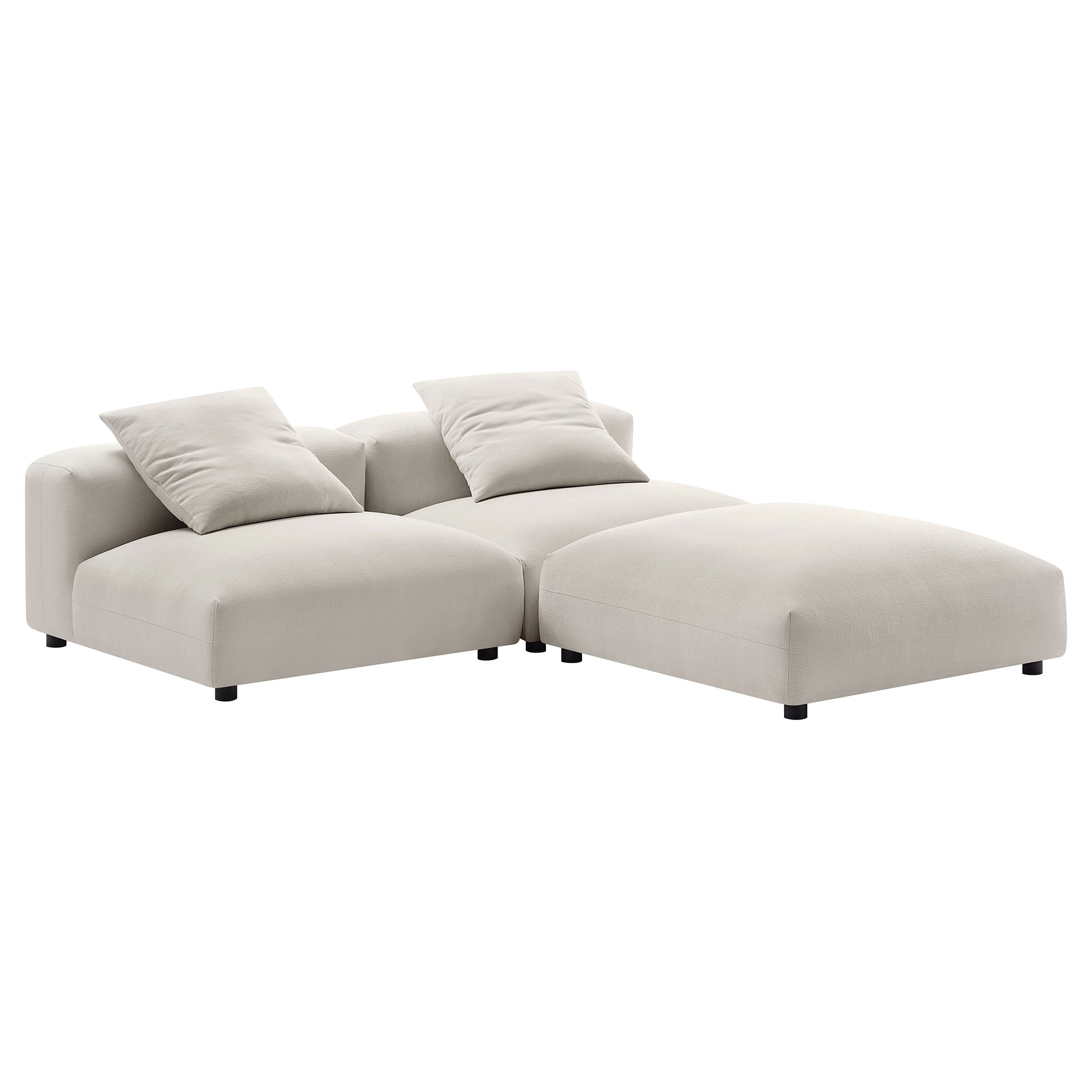 Solace 3-Piece Modular Upholstered Fabric Sectional Sofa, Salt