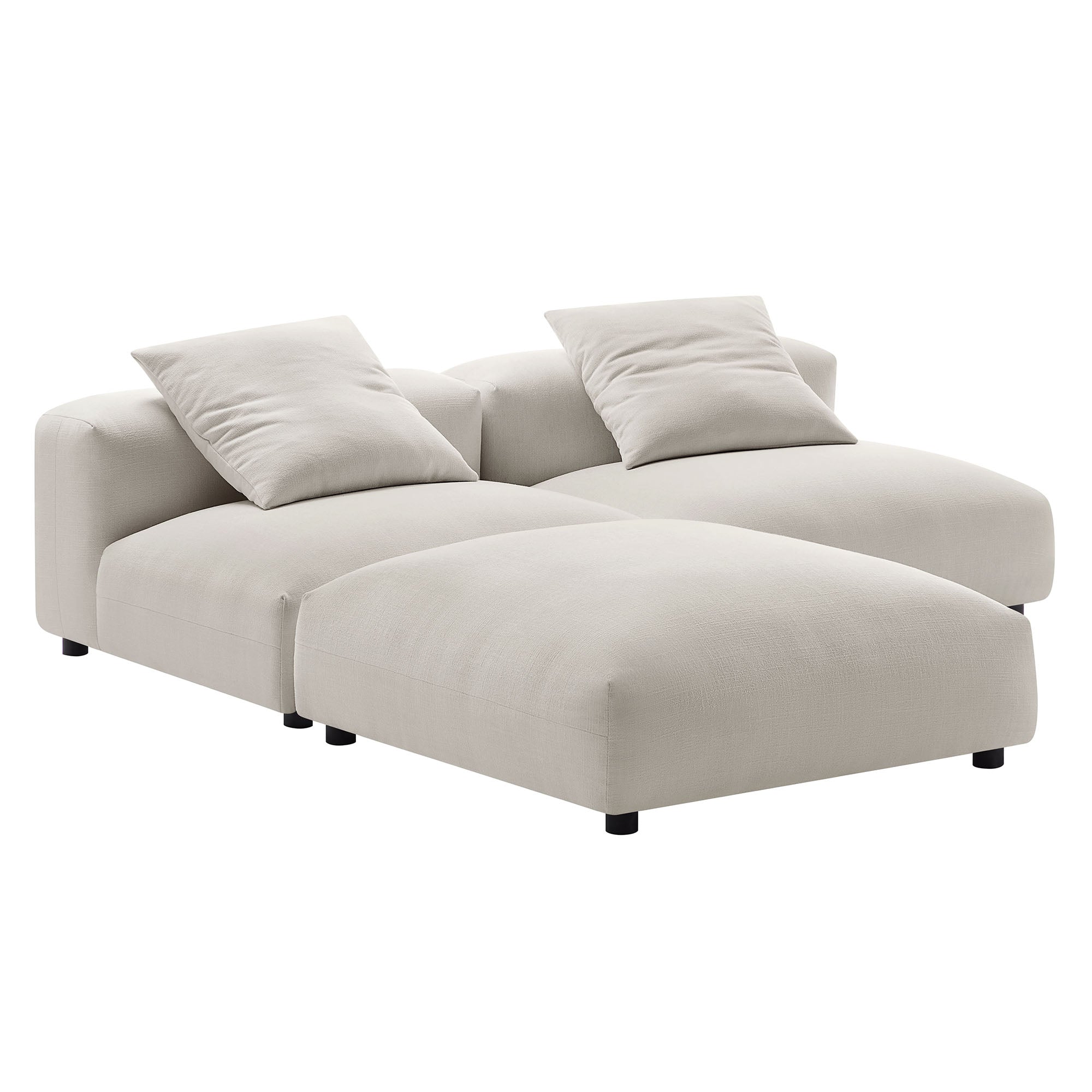 Solace 3-Piece Modular Upholstered Fabric Sectional Sofa, Salt