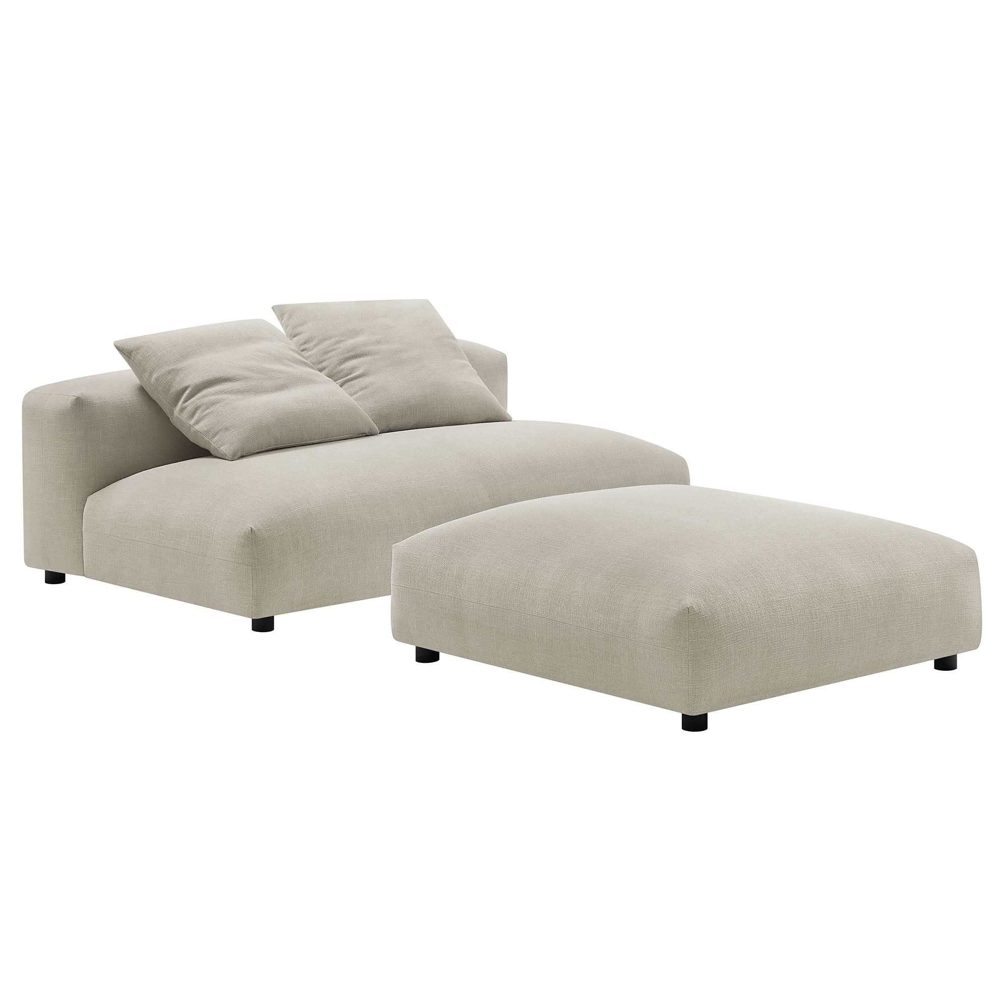 Solace Modular Upholstered Fabric Armless Loveseat and Ottoman Set, Linen