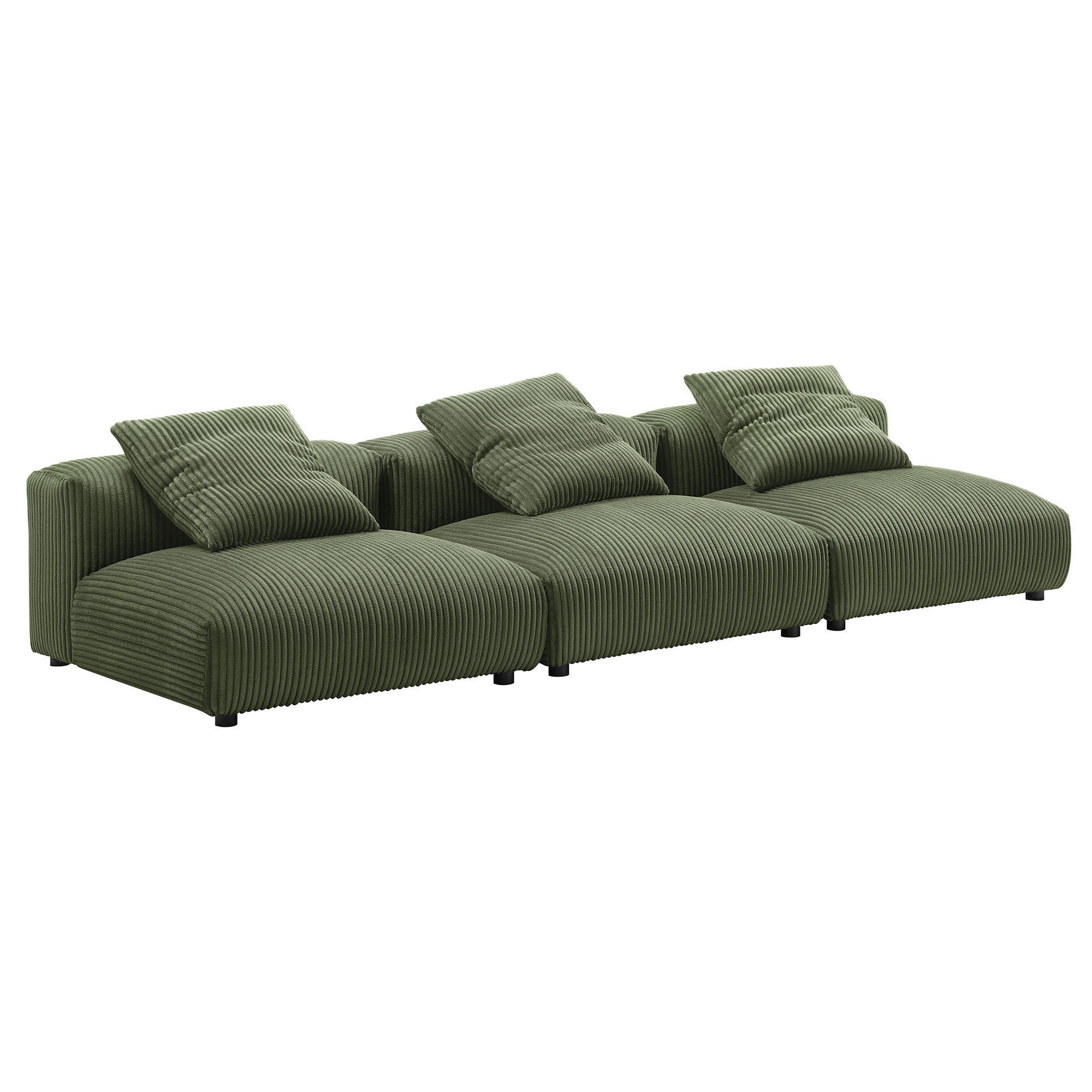 Solace 3-Piece Modular Corduroy Upholstered Sofa, Fern