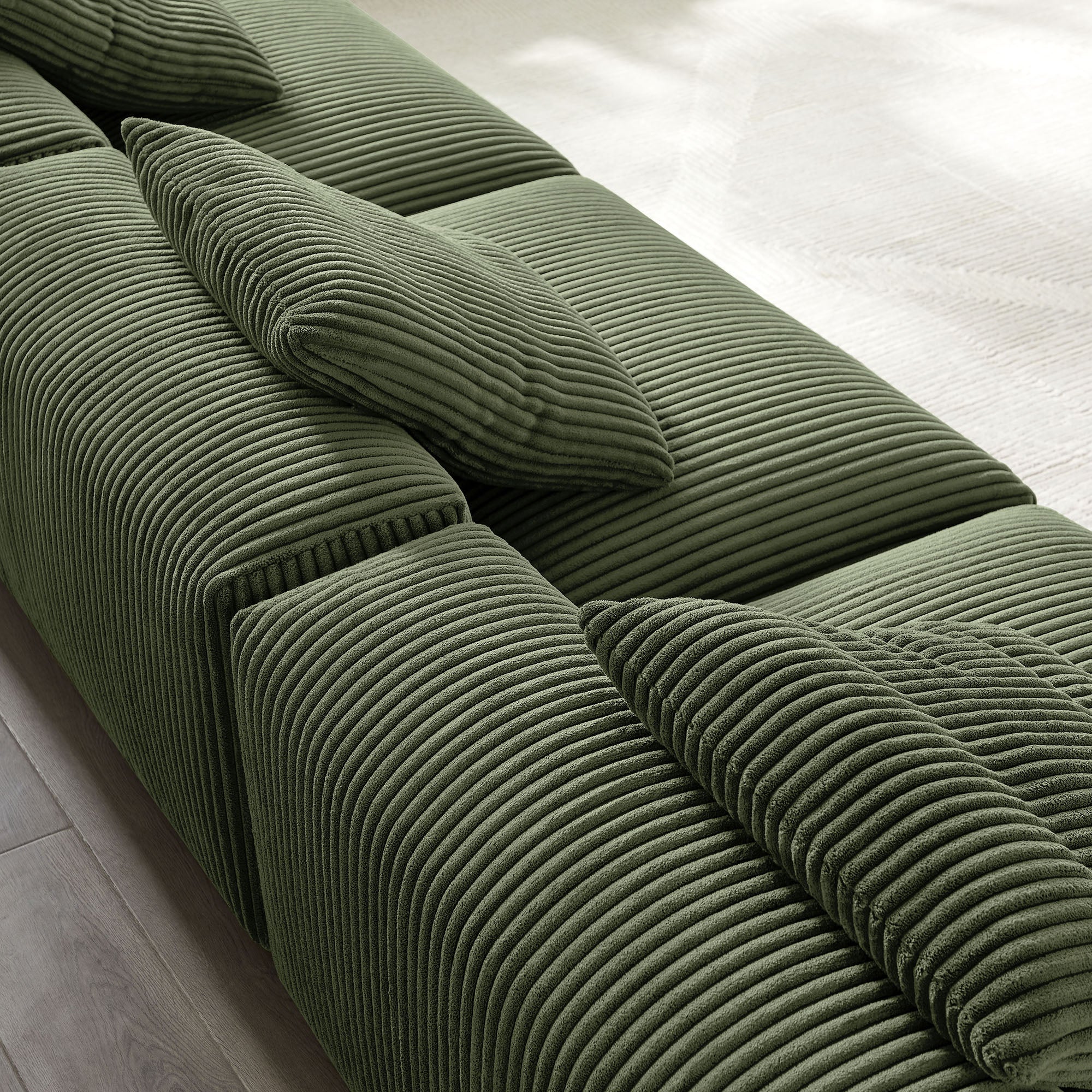 Solace 3-Piece Modular Corduroy Upholstered Sofa, Fern