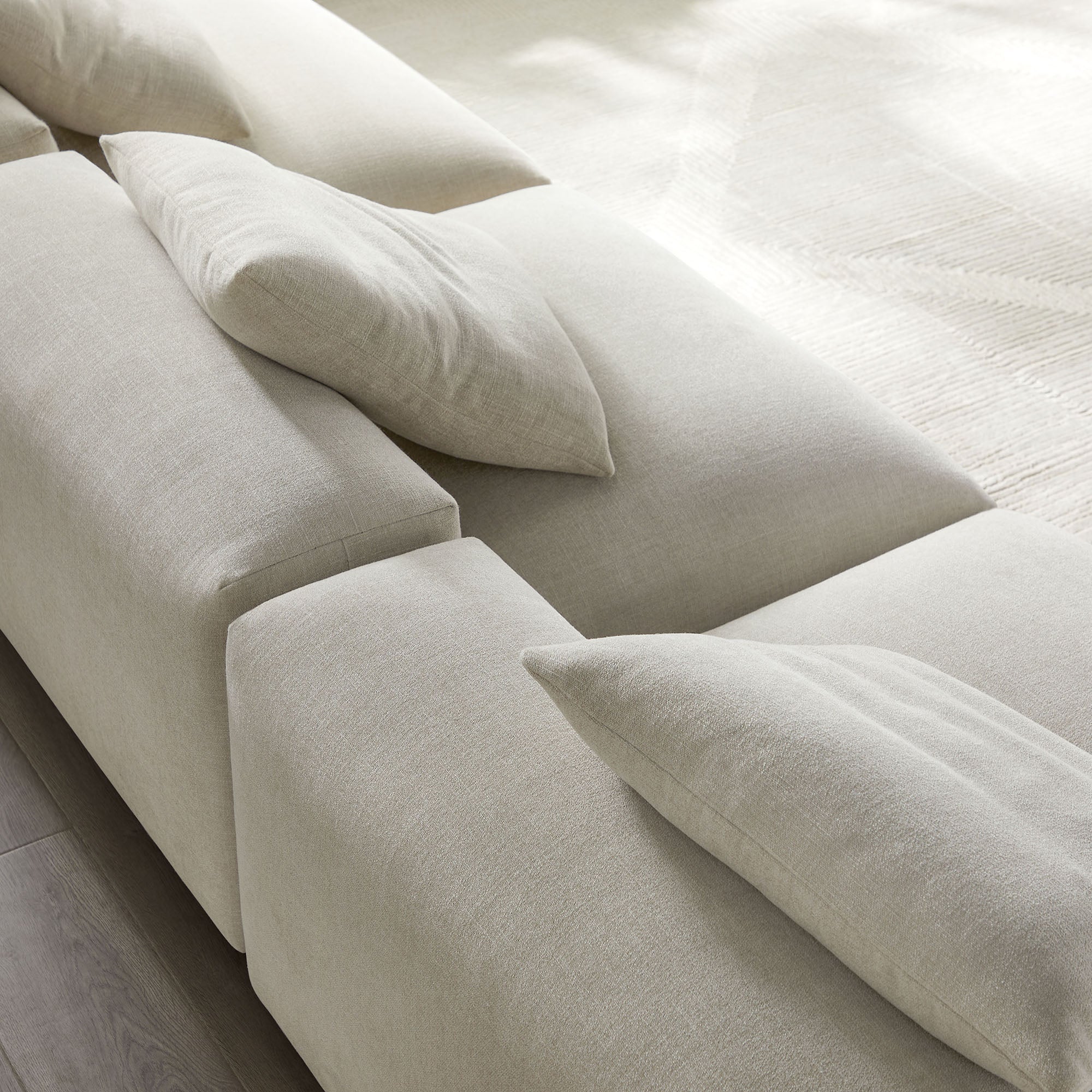 Solace 3-Piece Modular Upholstered Fabric Sofa, Linen