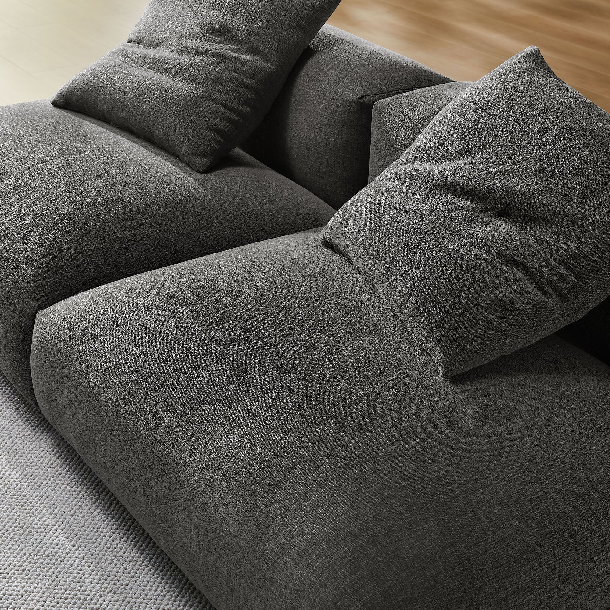 Solace 2-Piece Modular Upholstered Fabric Sofa, Charcoal