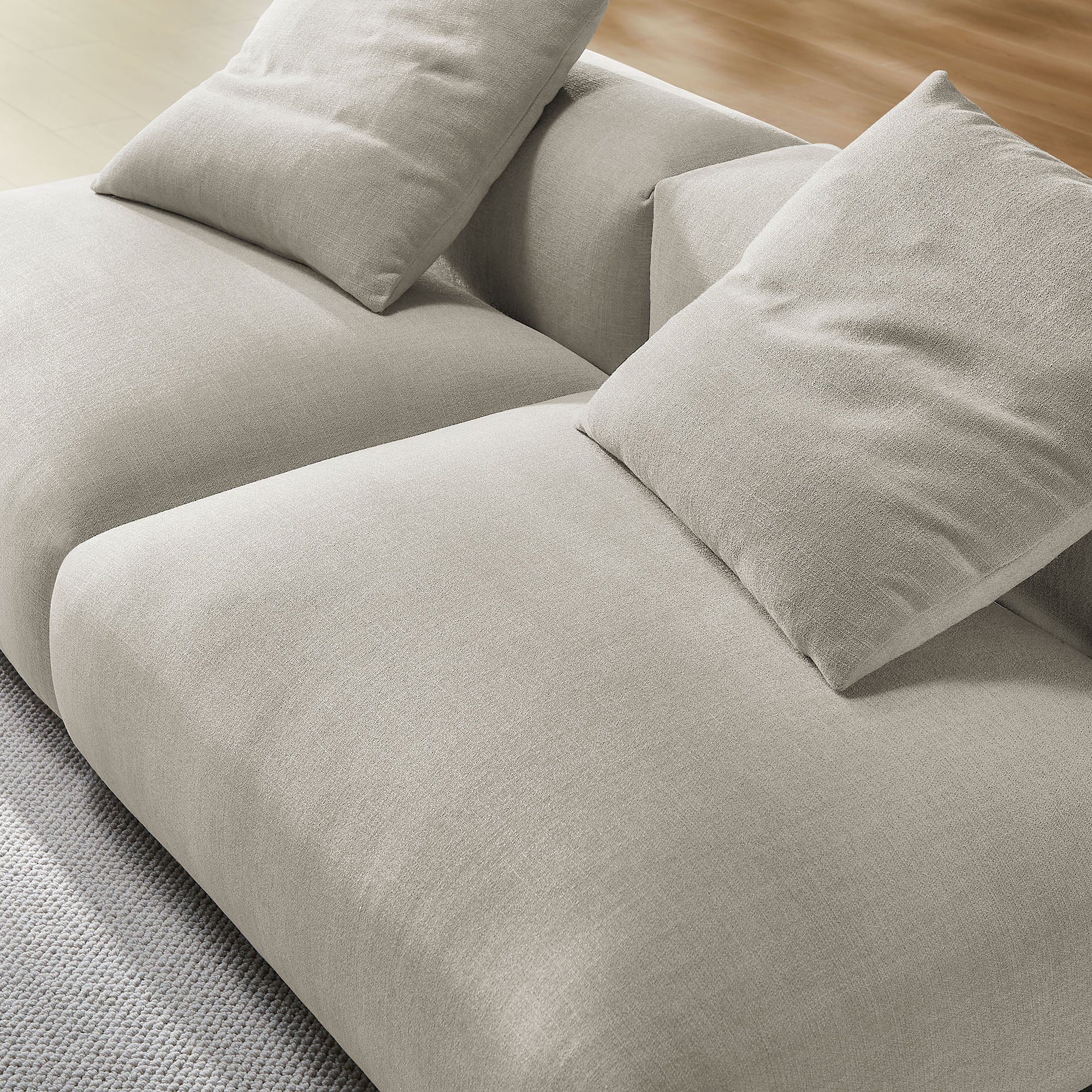 Solace 2-Piece Modular Upholstered Fabric Sofa, Linen