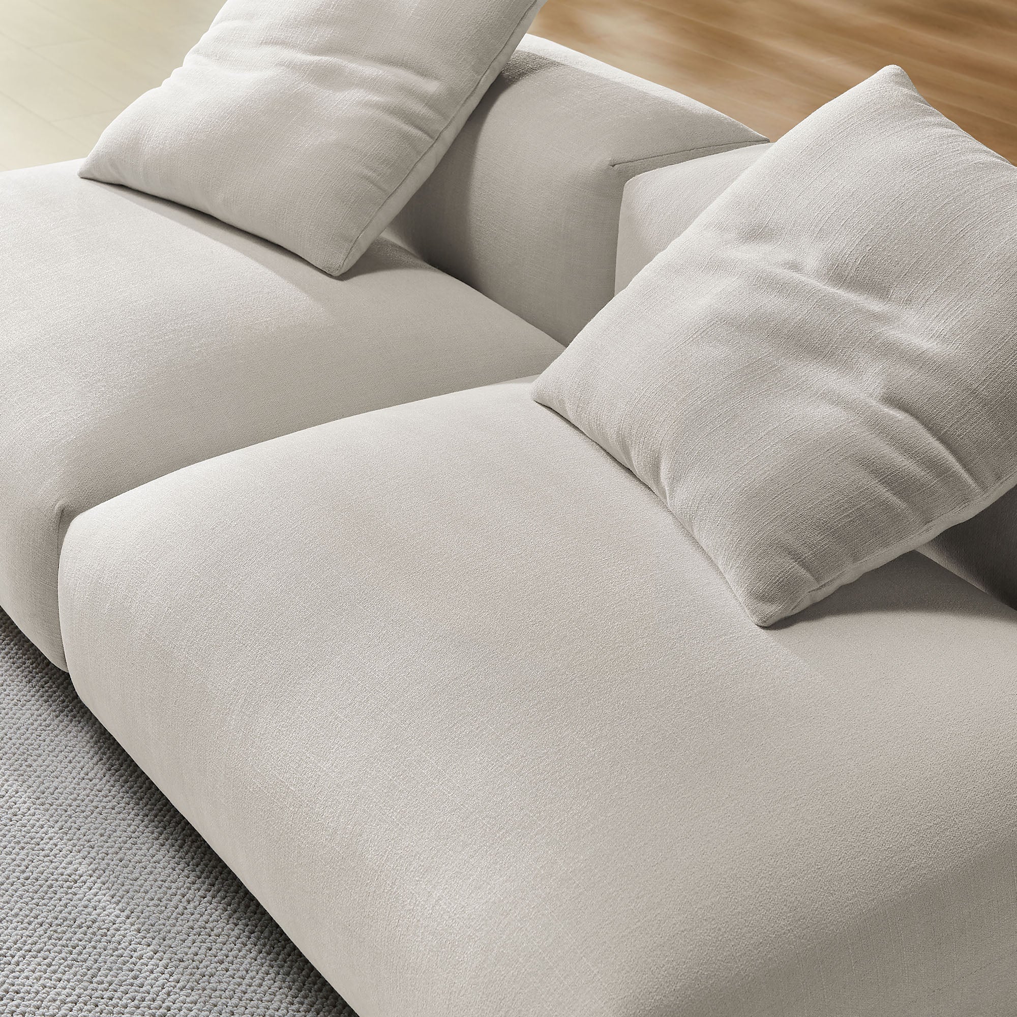Solace 2-Piece Modular Upholstered Fabric Sofa, Salt