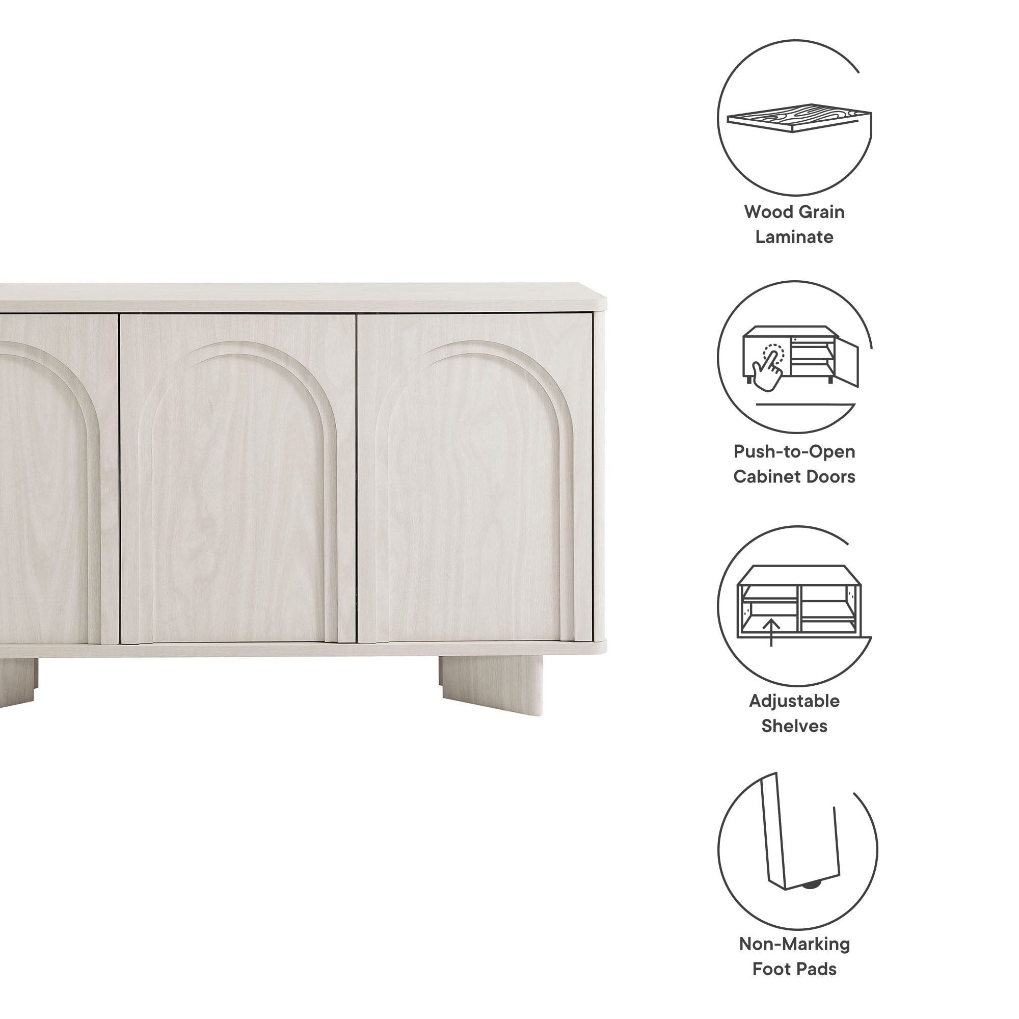 Flux Arched 3-Door Sideboard, White Wash