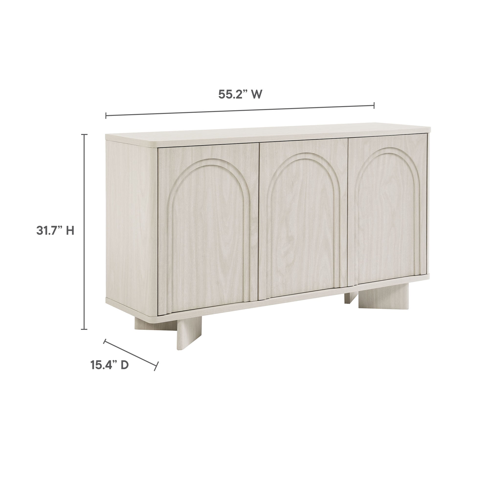 Flux Arched 3-Door Sideboard, White Wash
