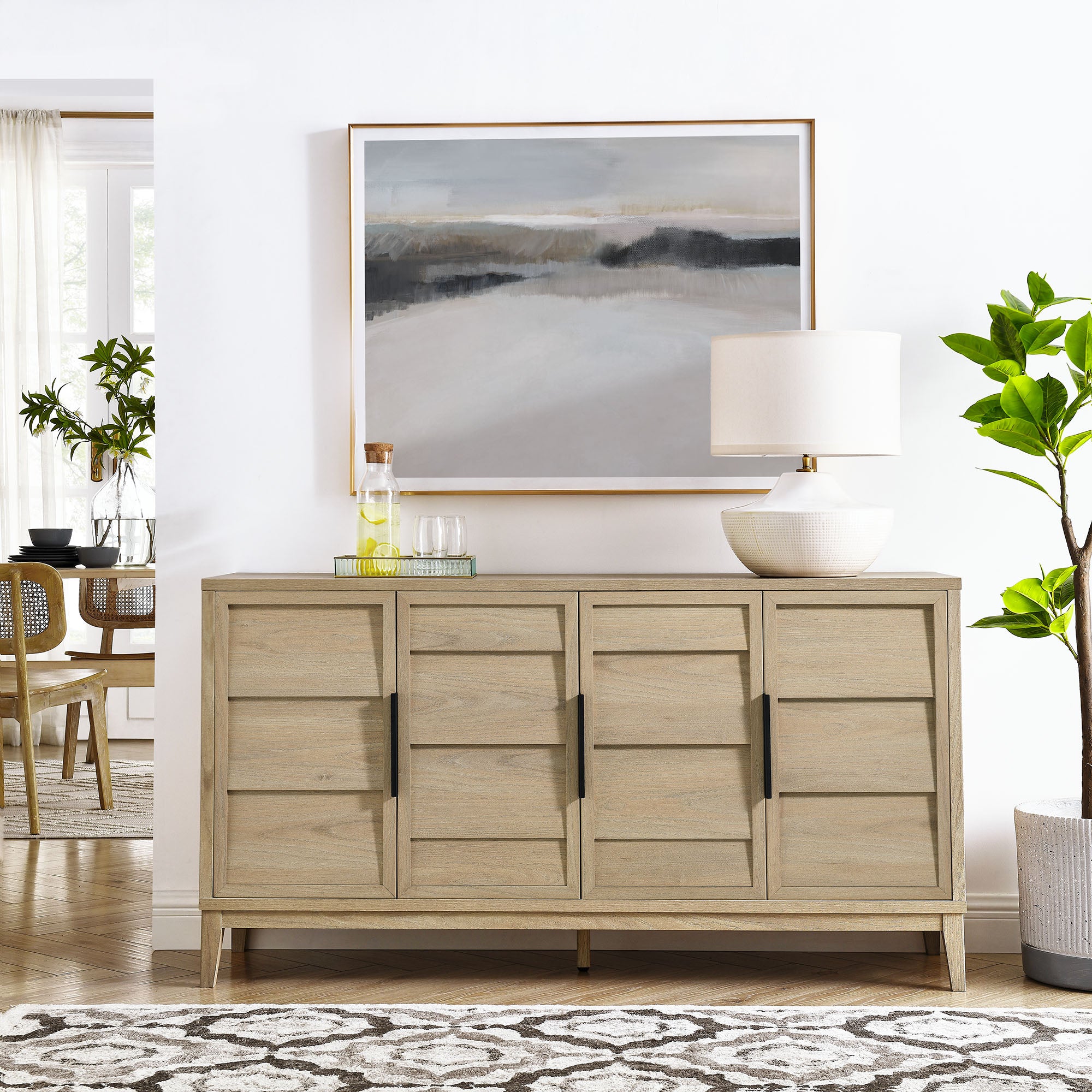 Sinya 4-Door Sideboard, Light Oak