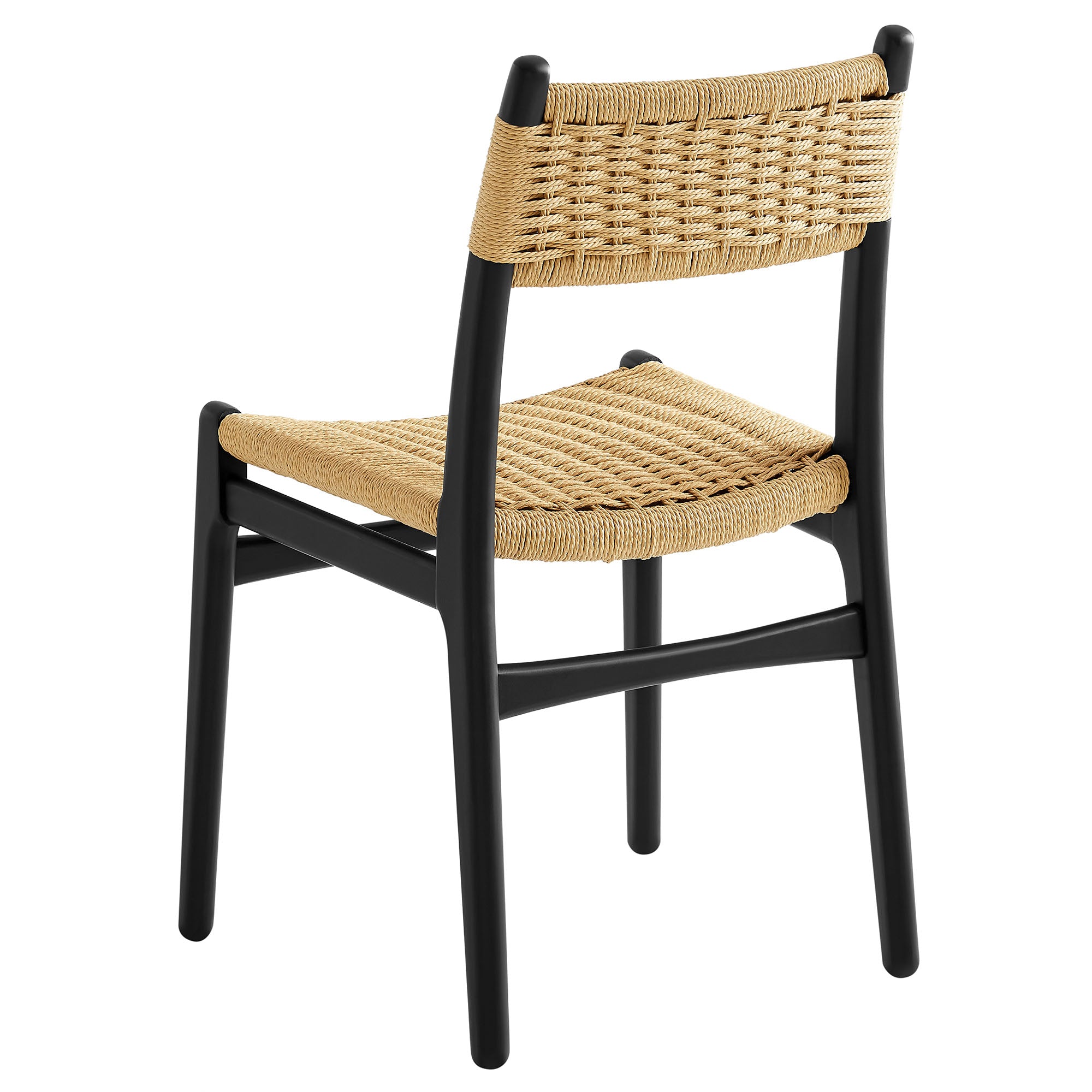 Wynn Rope and Wood Dining Side Chairs Set of 2, Black Natural