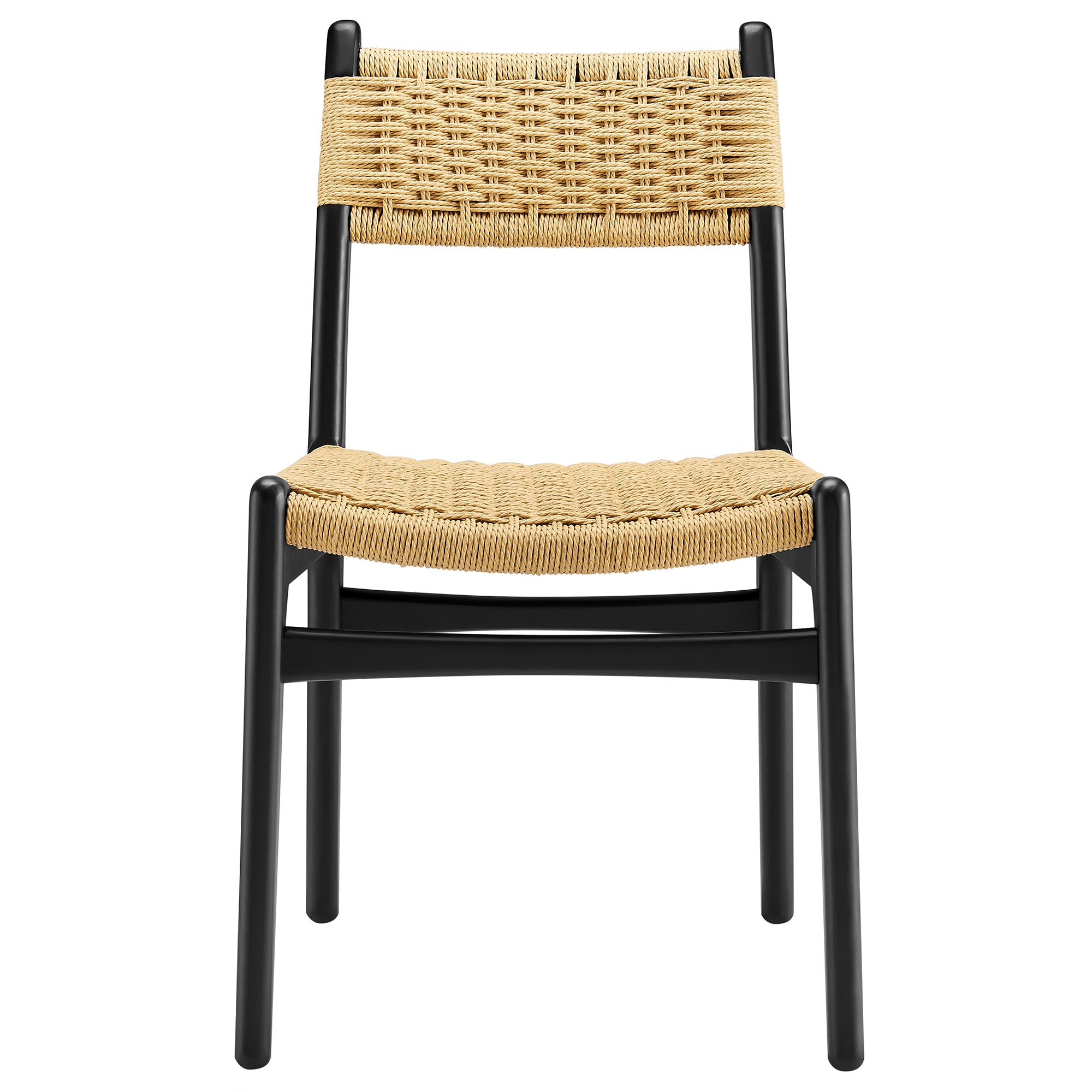 Wynn Rope and Wood Dining Side Chairs Set of 2, Black Natural
