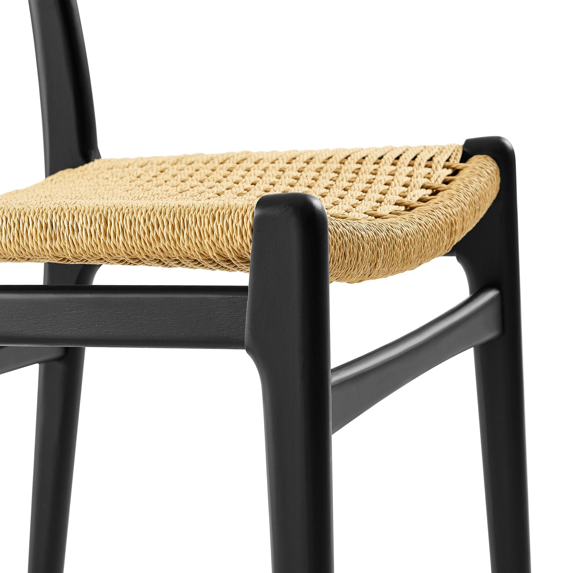 Wynn Rope and Wood Dining Side Chairs Set of 2, Black Natural