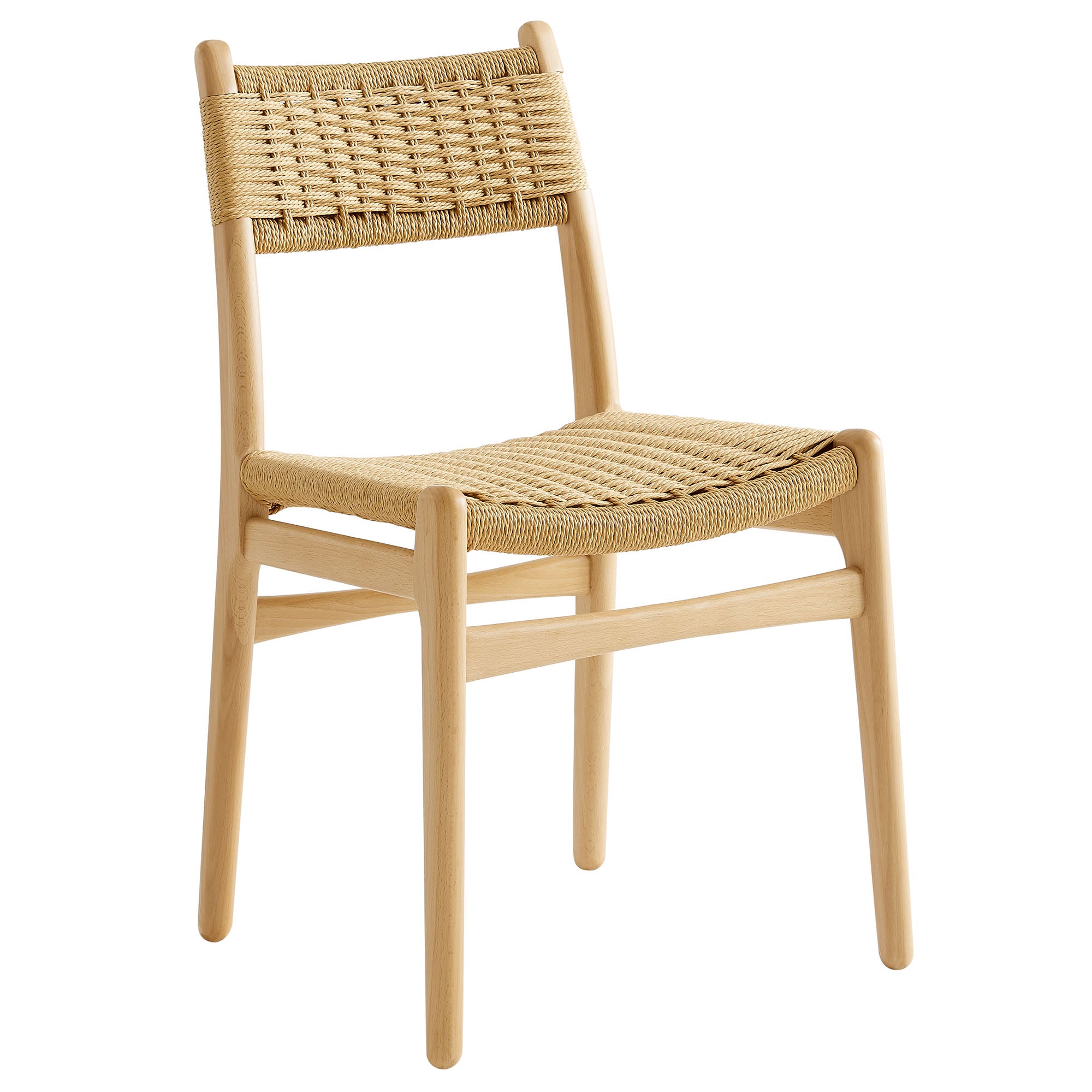 Wynn Rope and Wood Dining Side Chairs Set of 2, Natural Natural