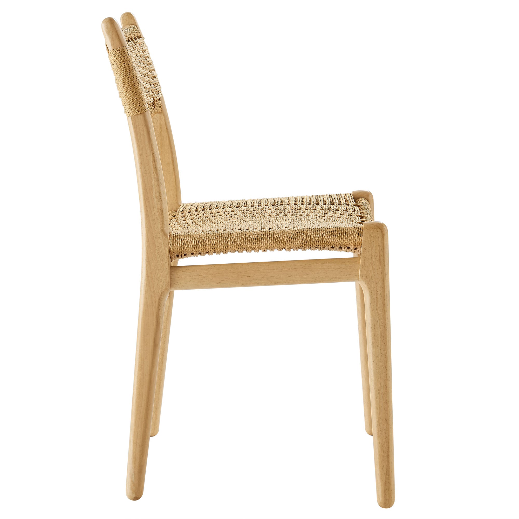 Wynn Rope and Wood Dining Side Chairs Set of 2, Natural Natural