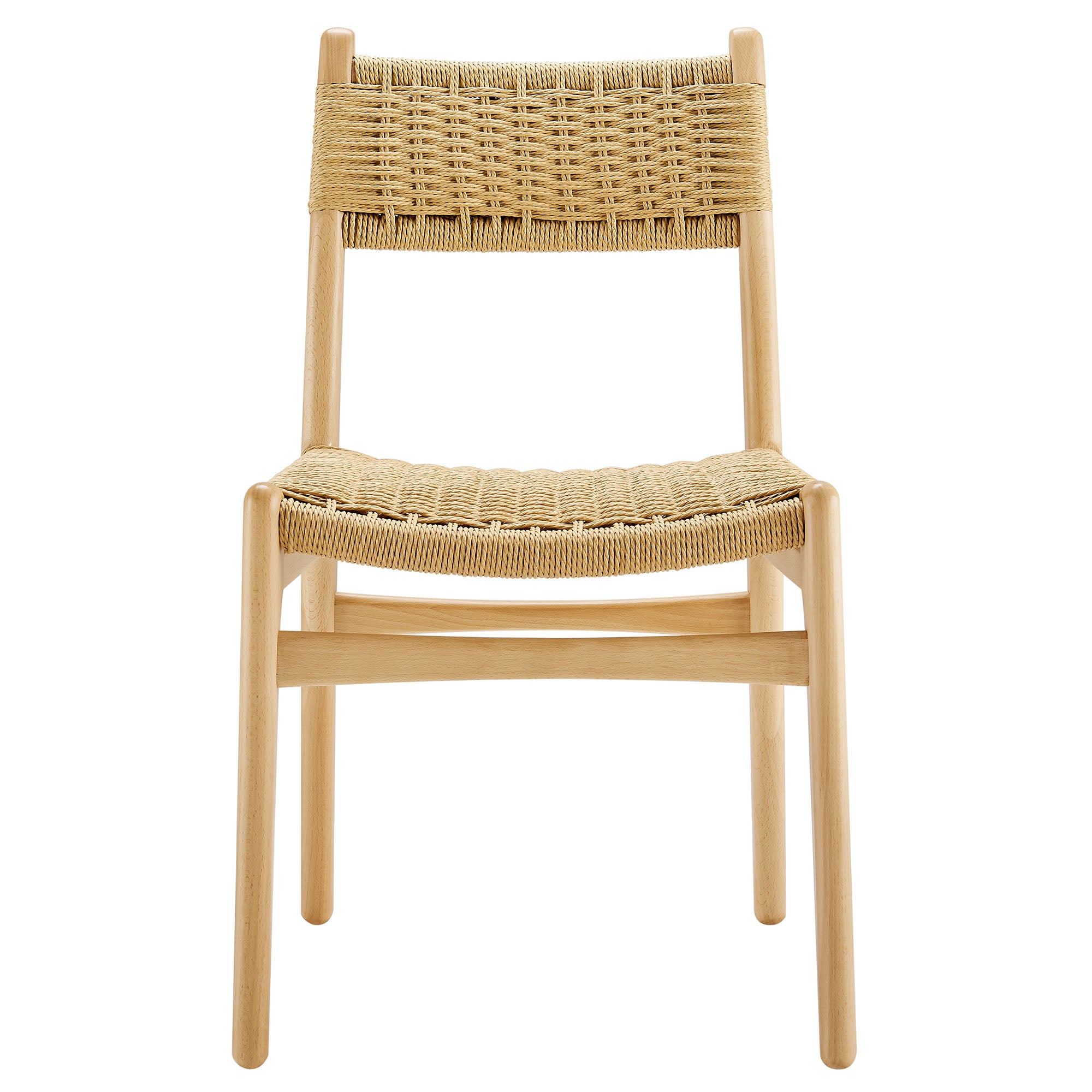 Wynn Rope and Wood Dining Side Chairs Set of 2, Natural Natural