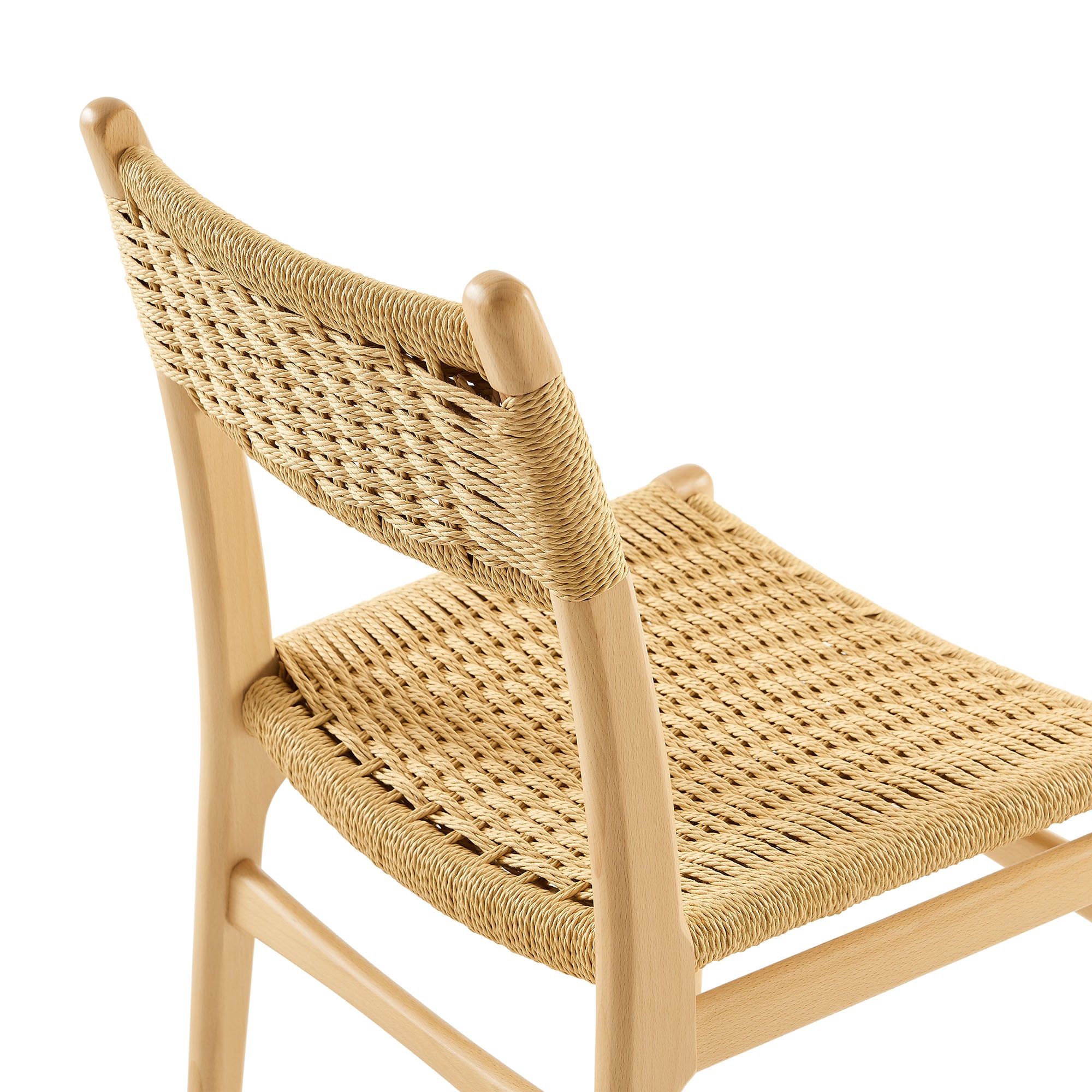 Wynn Rope and Wood Dining Side Chairs Set of 2, Natural Natural