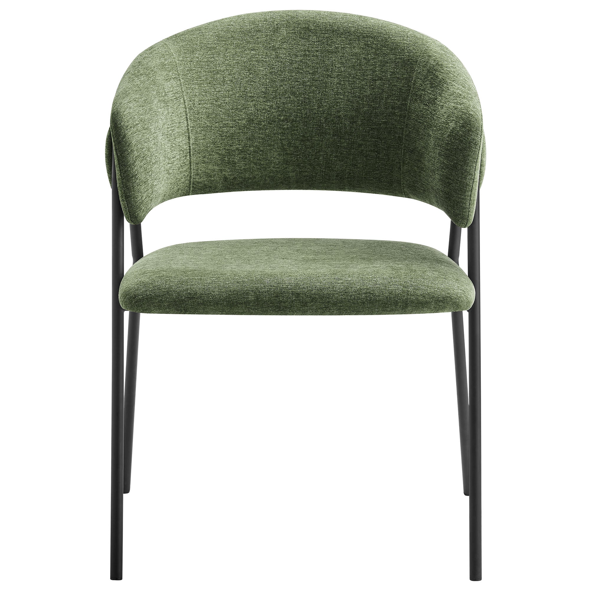 Nella Upholstered Heathered Chenille Dining Chairs Set of 2, Eucalyptus Black
