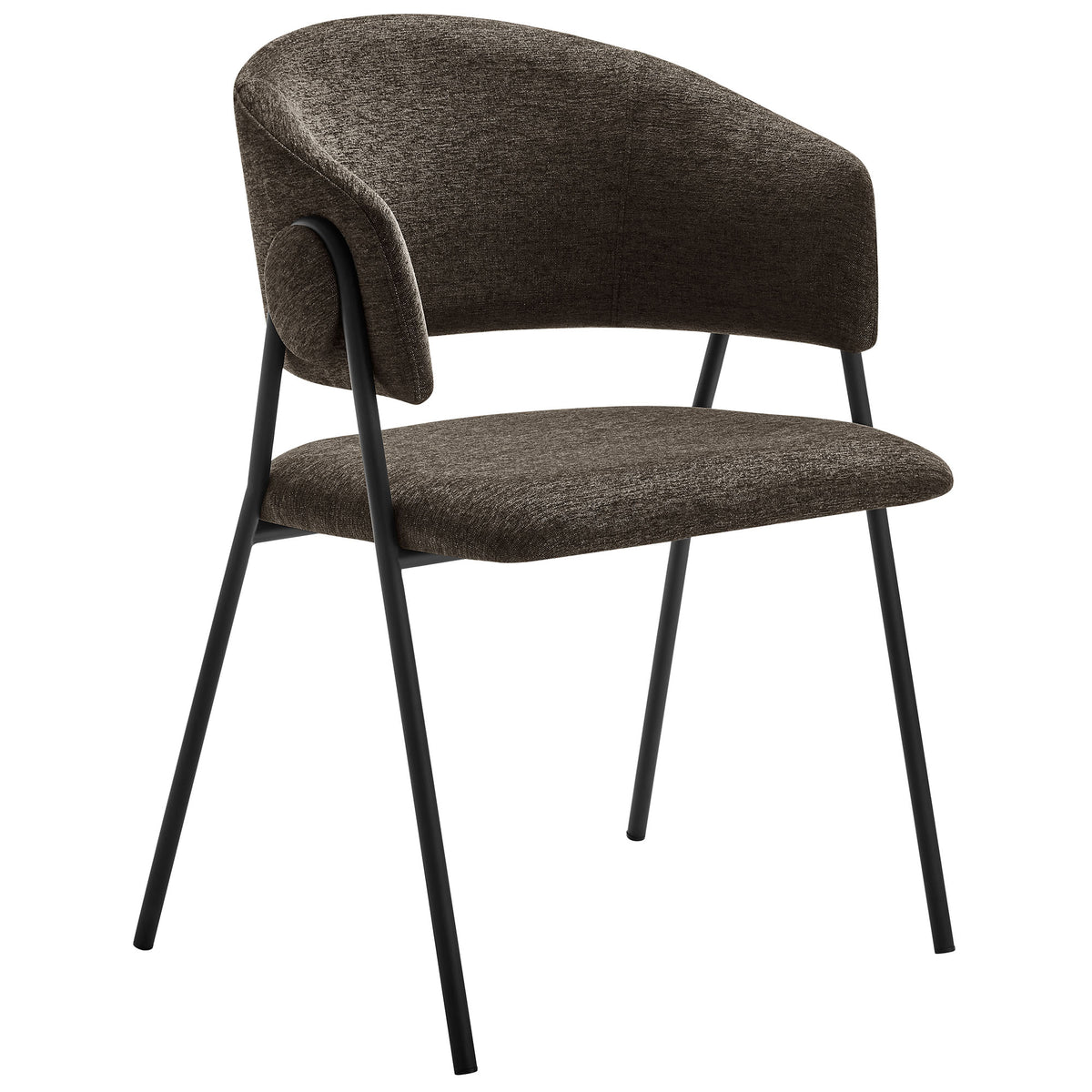 Nella Upholstered Heathered Chenille Dining Chairs Set of 2, Java Black