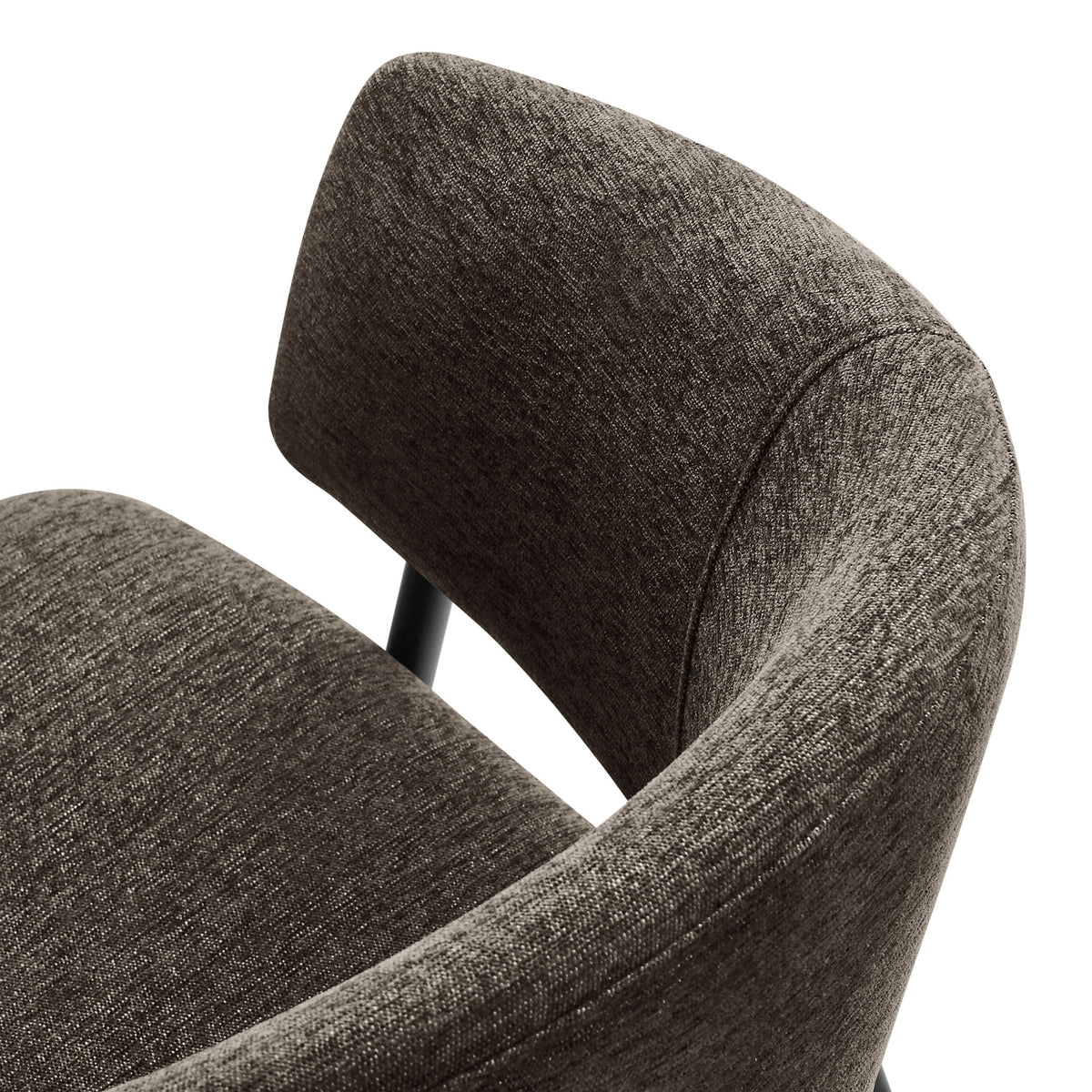 Nella Upholstered Heathered Chenille Dining Chairs Set of 2, Java Black