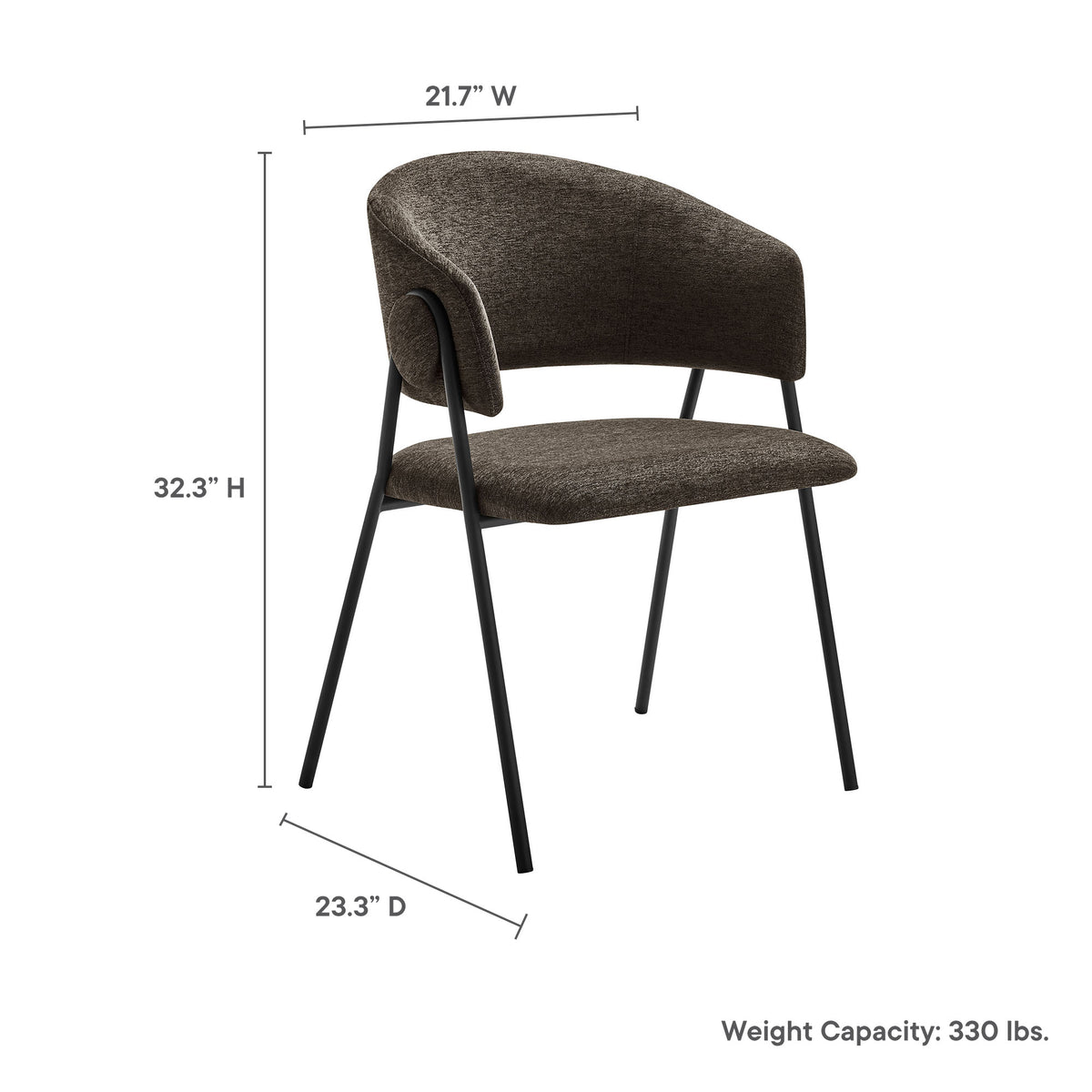 Nella Upholstered Heathered Chenille Dining Chairs Set of 2, Java Black