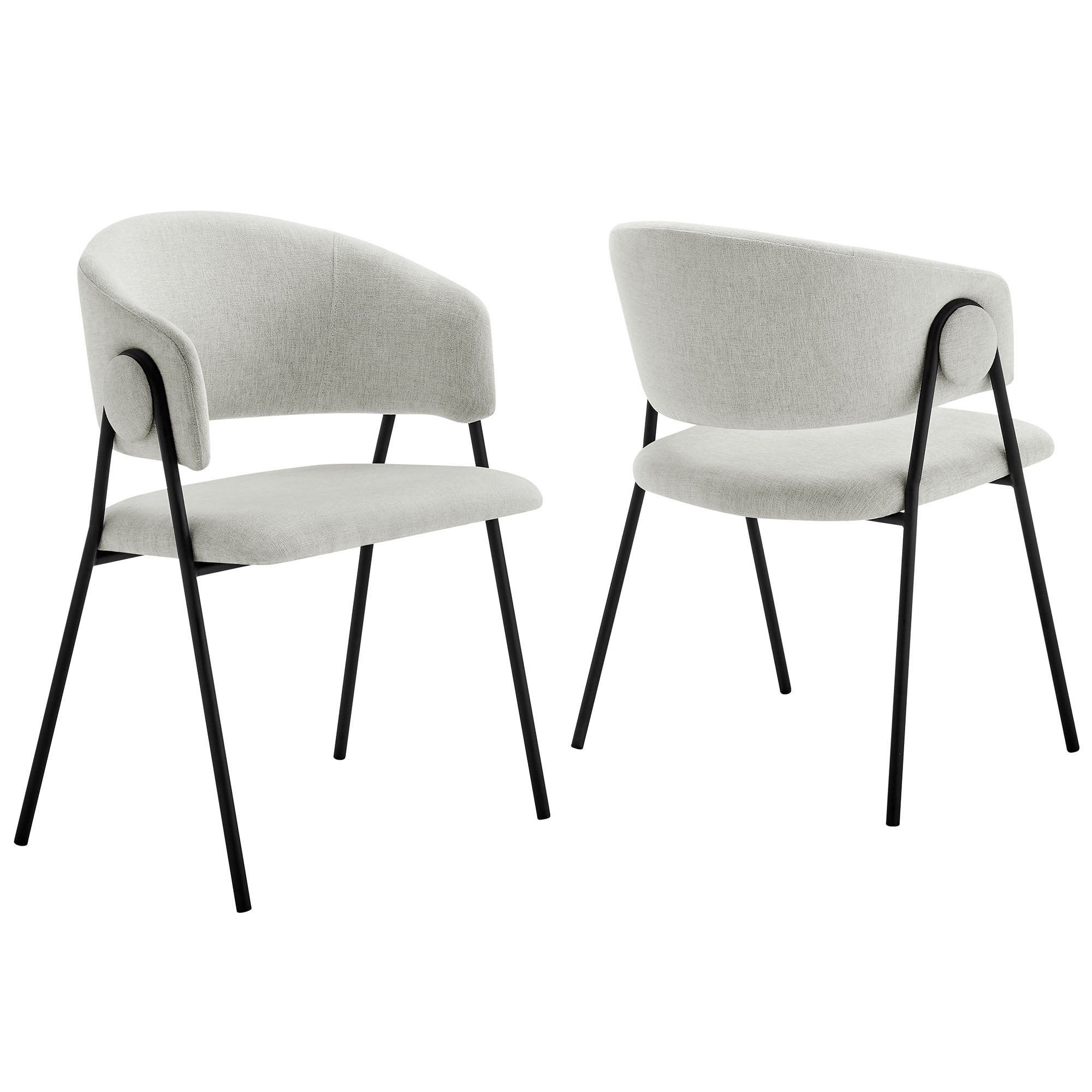 Nella Upholstered Heathered Chenille Dining Chairs Set of 2, Newsprint Black