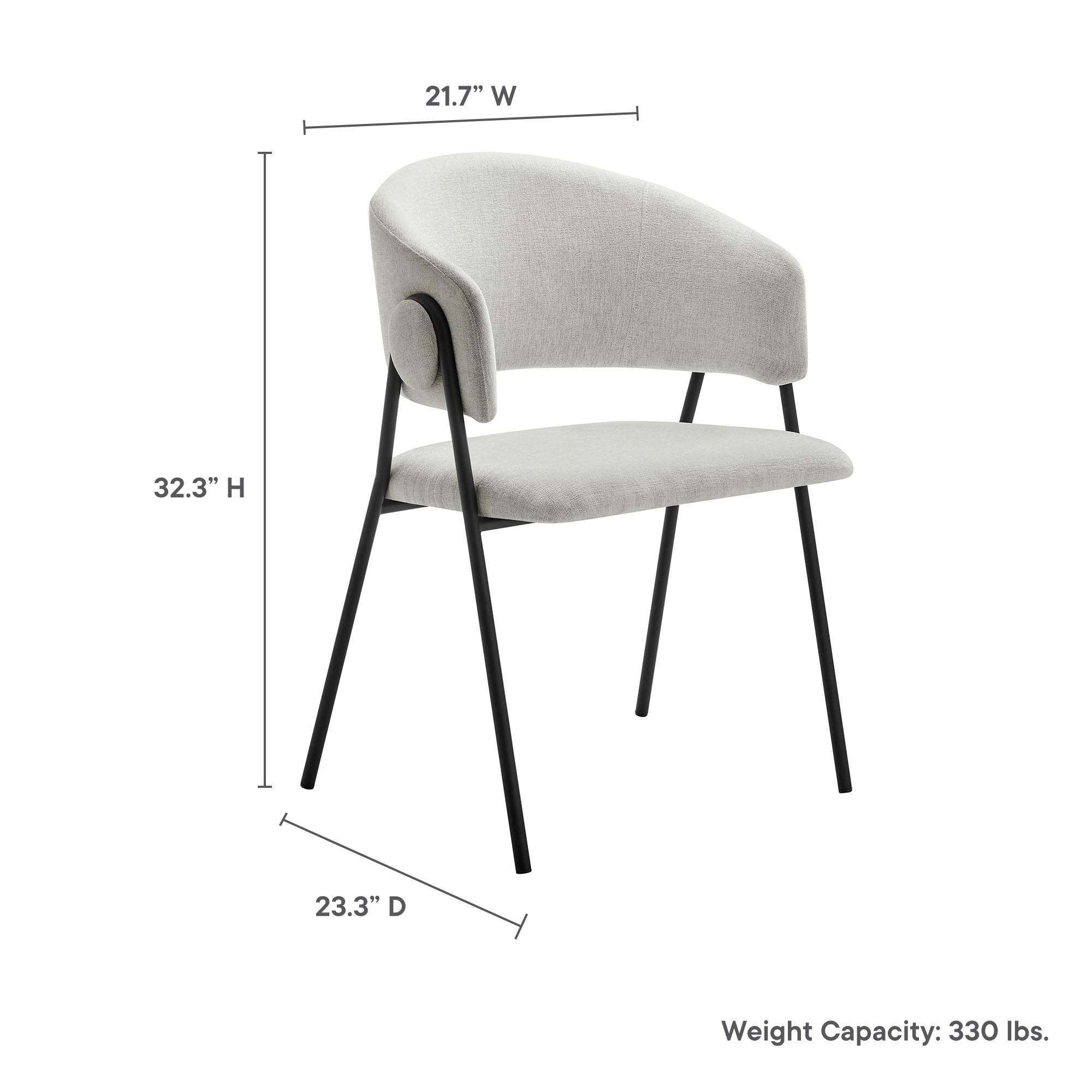 Nella Upholstered Heathered Chenille Dining Chairs Set of 2, Newsprint Black