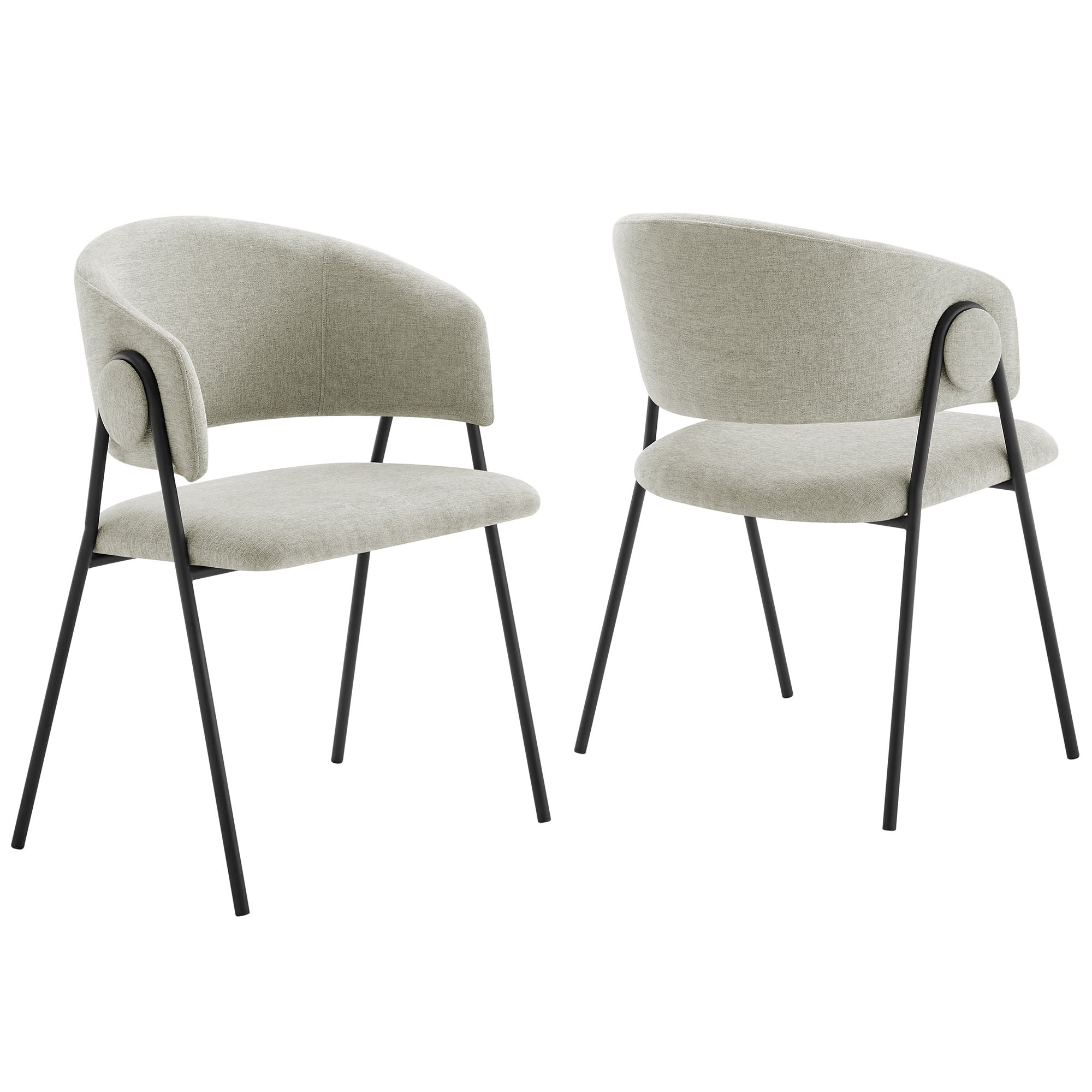 Nella Upholstered Heathered Chenille Dining Chairs Set of 2, Taupe Black