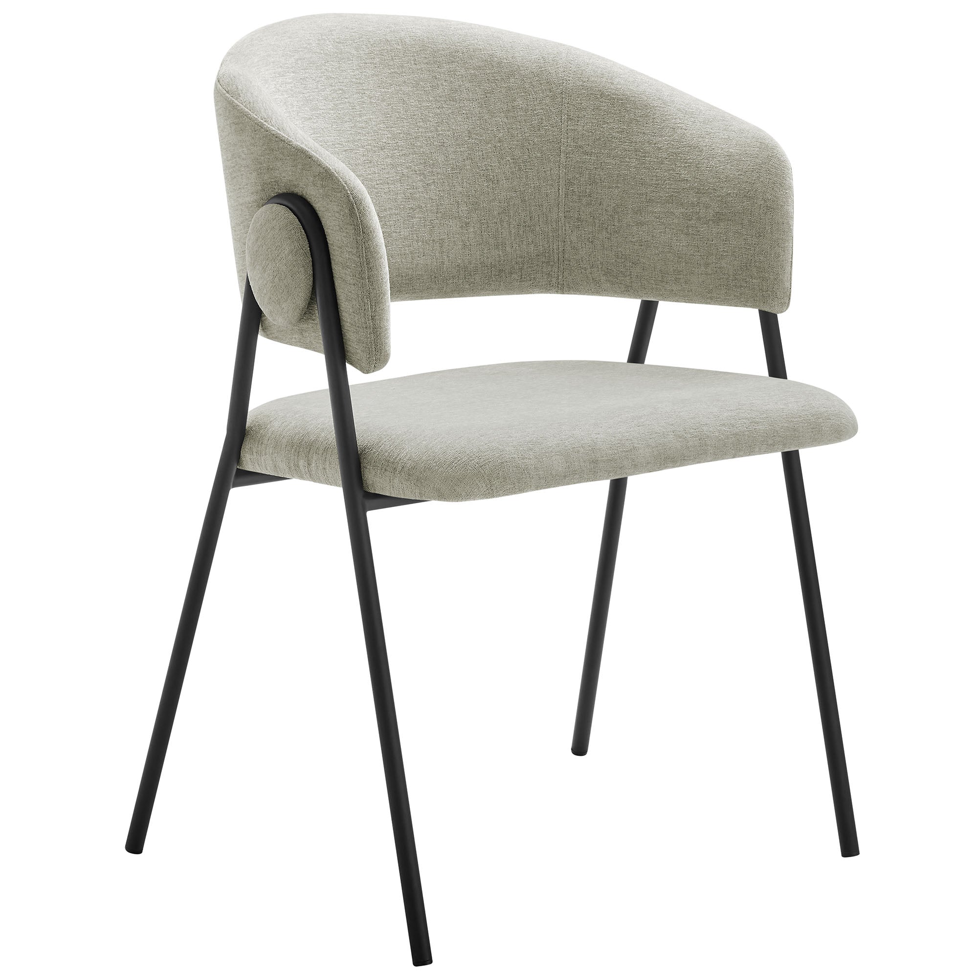 Nella Upholstered Heathered Chenille Dining Chairs Set of 2, Taupe Black