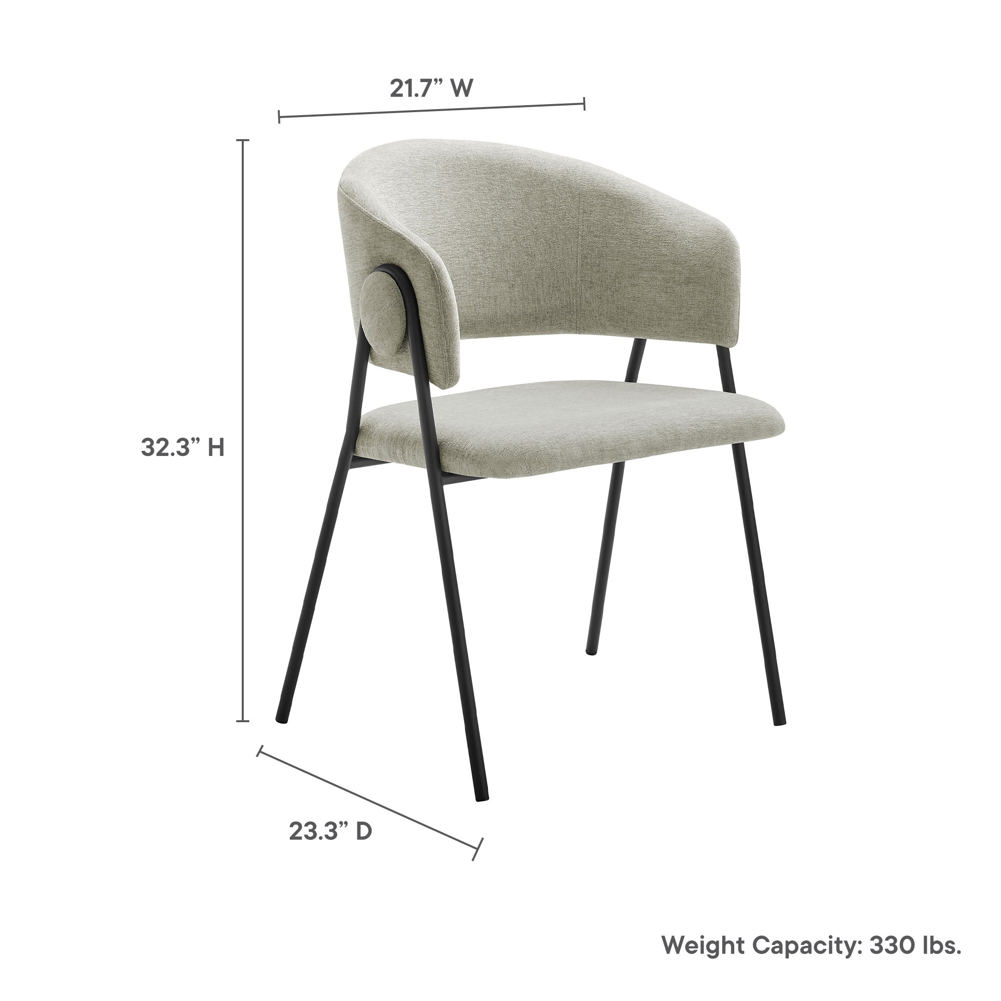 Nella Upholstered Heathered Chenille Dining Chairs Set of 2, Taupe Black