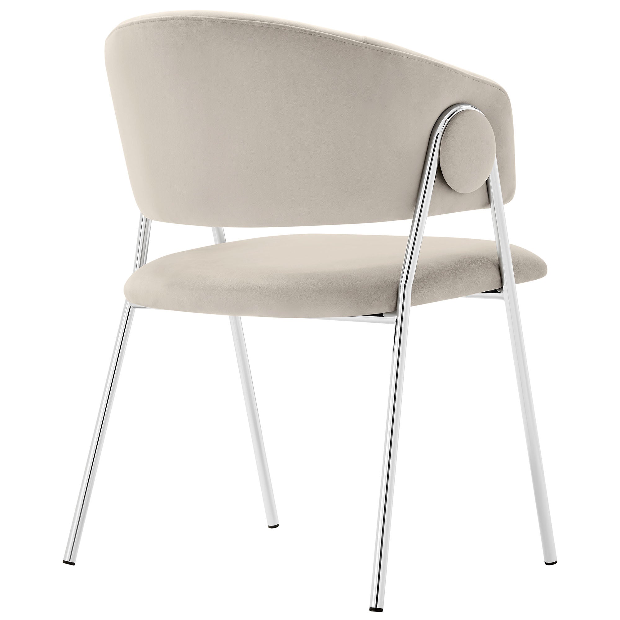 Nella Upholstered Performance Velvet Dining Chair Set of 2, Almond Silver