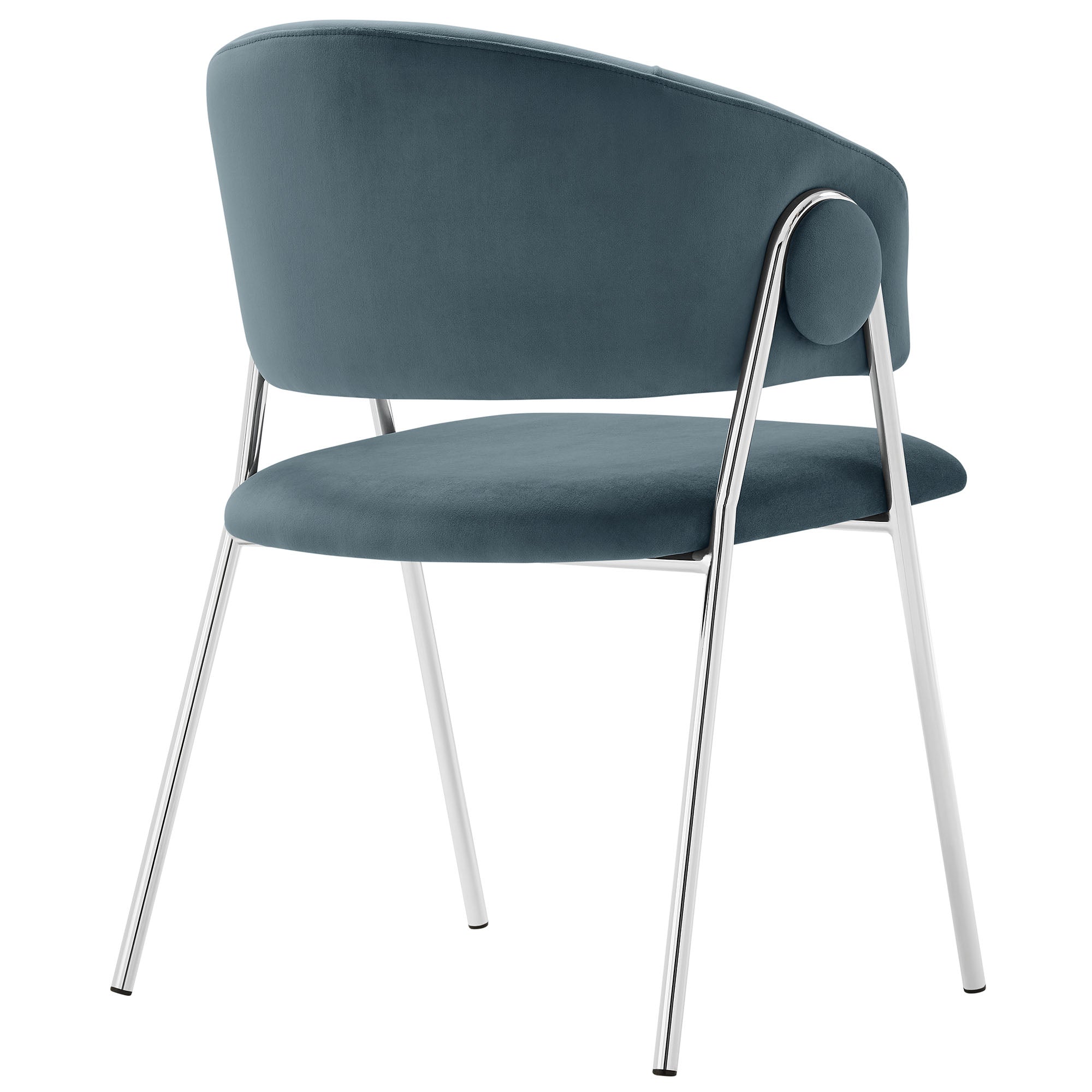 Nella Upholstered Performance Velvet Dining Chair Set of 2, Cadet Blue