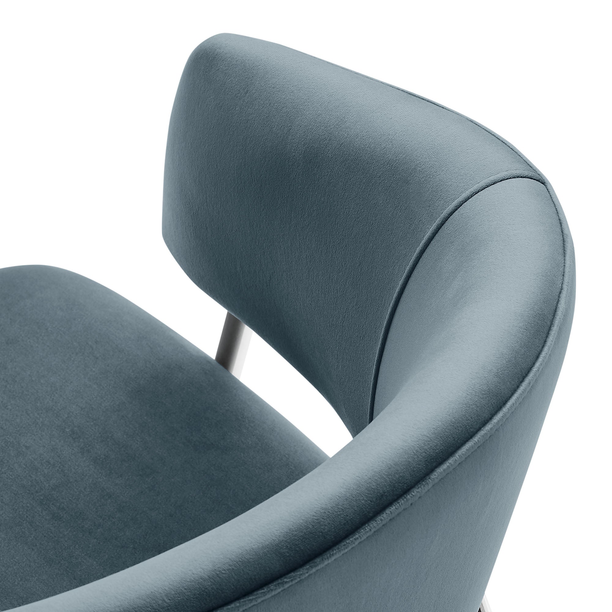 Nella Upholstered Performance Velvet Dining Chair Set of 2, Cadet Blue