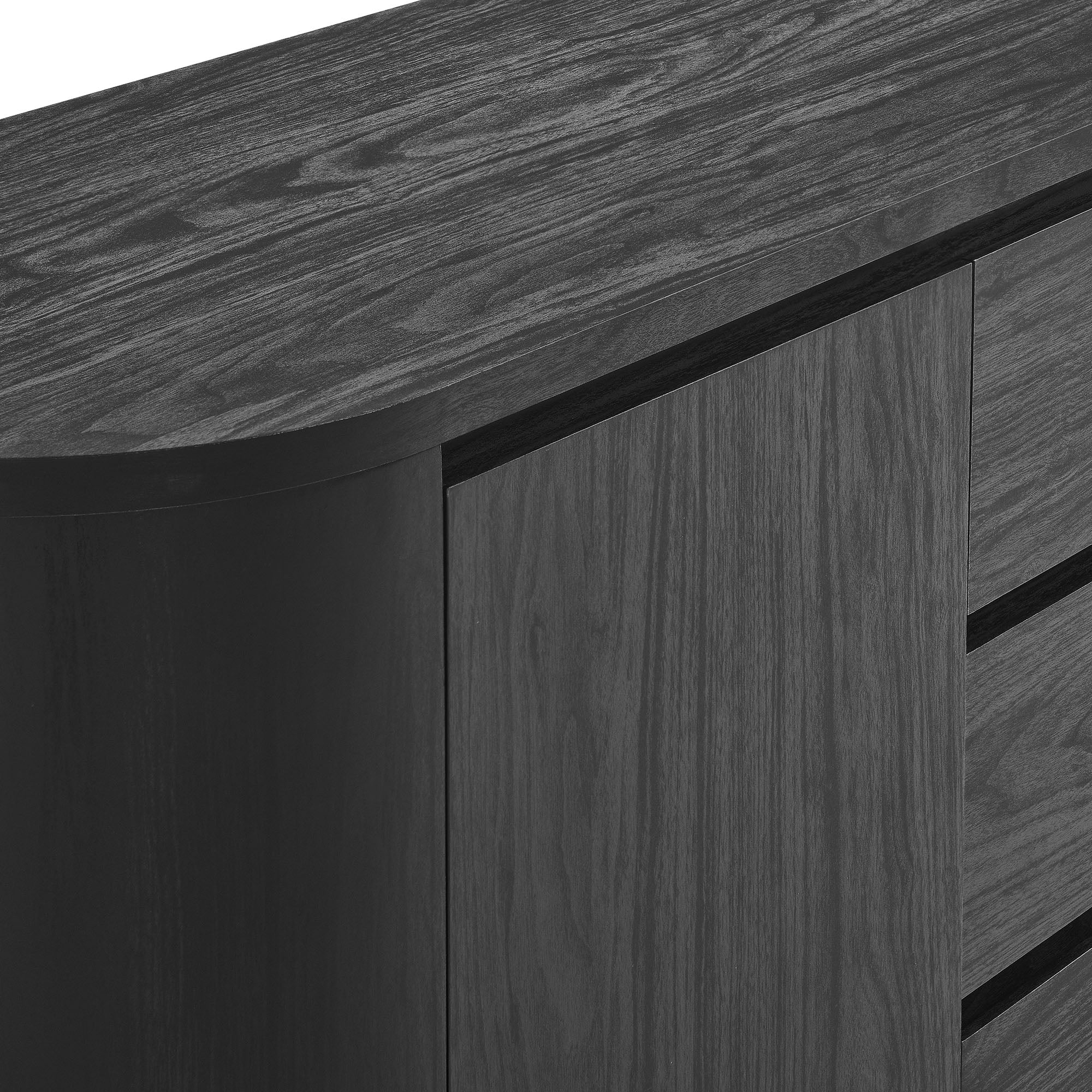 Duval 71" Rounded Sideboard Storage Cabinet, Black