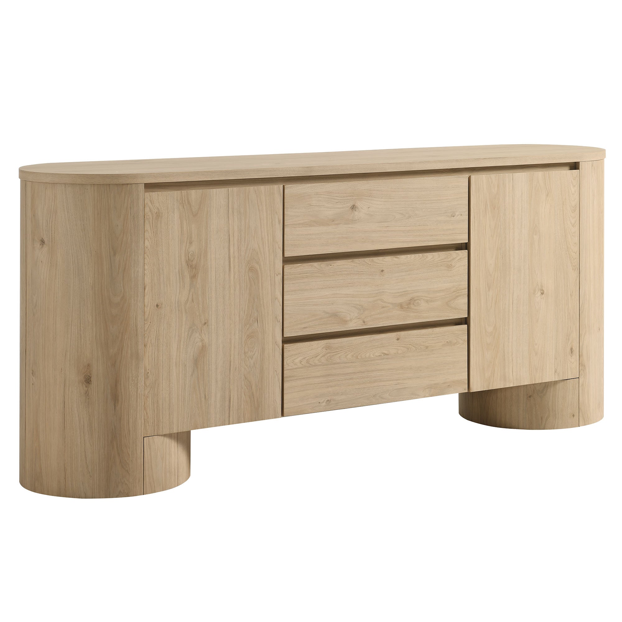 Duval 71" Rounded Sideboard Storage Cabinet, Hickory Frost