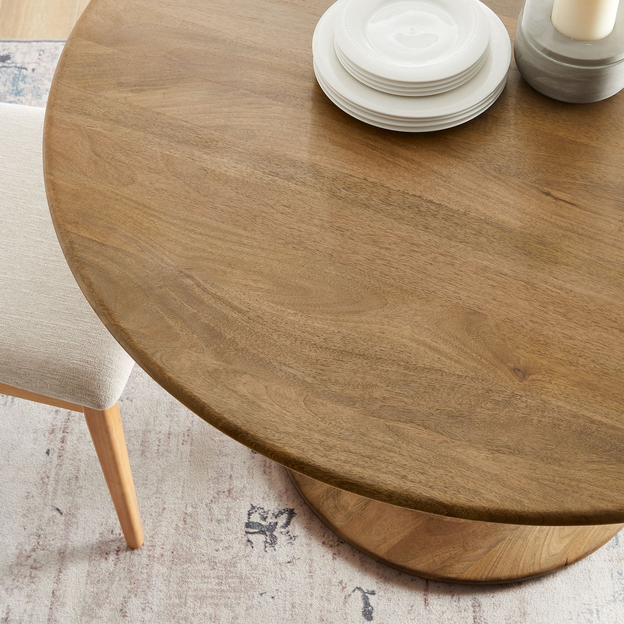 Lippa 48" Round Solid Wood Dining Table, Natural