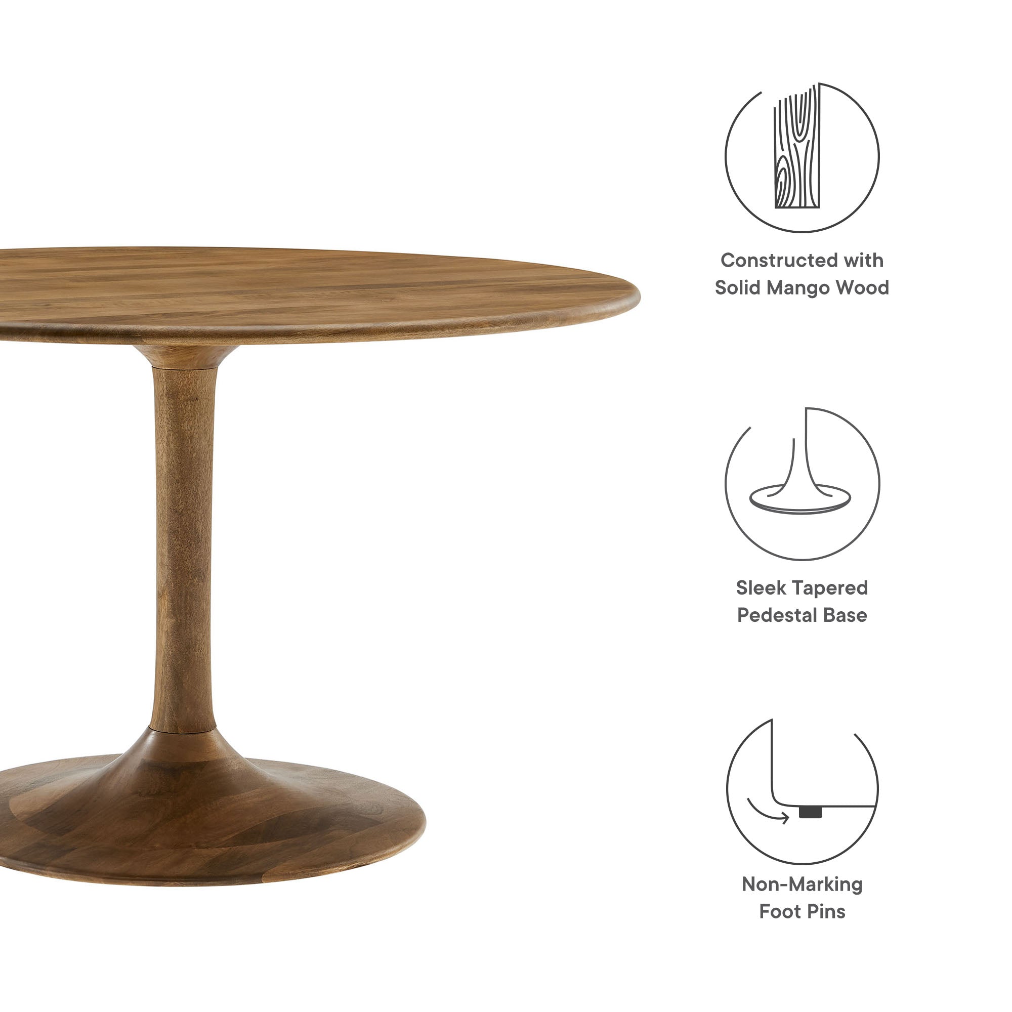 Lippa 48" Round Solid Wood Dining Table, Natural
