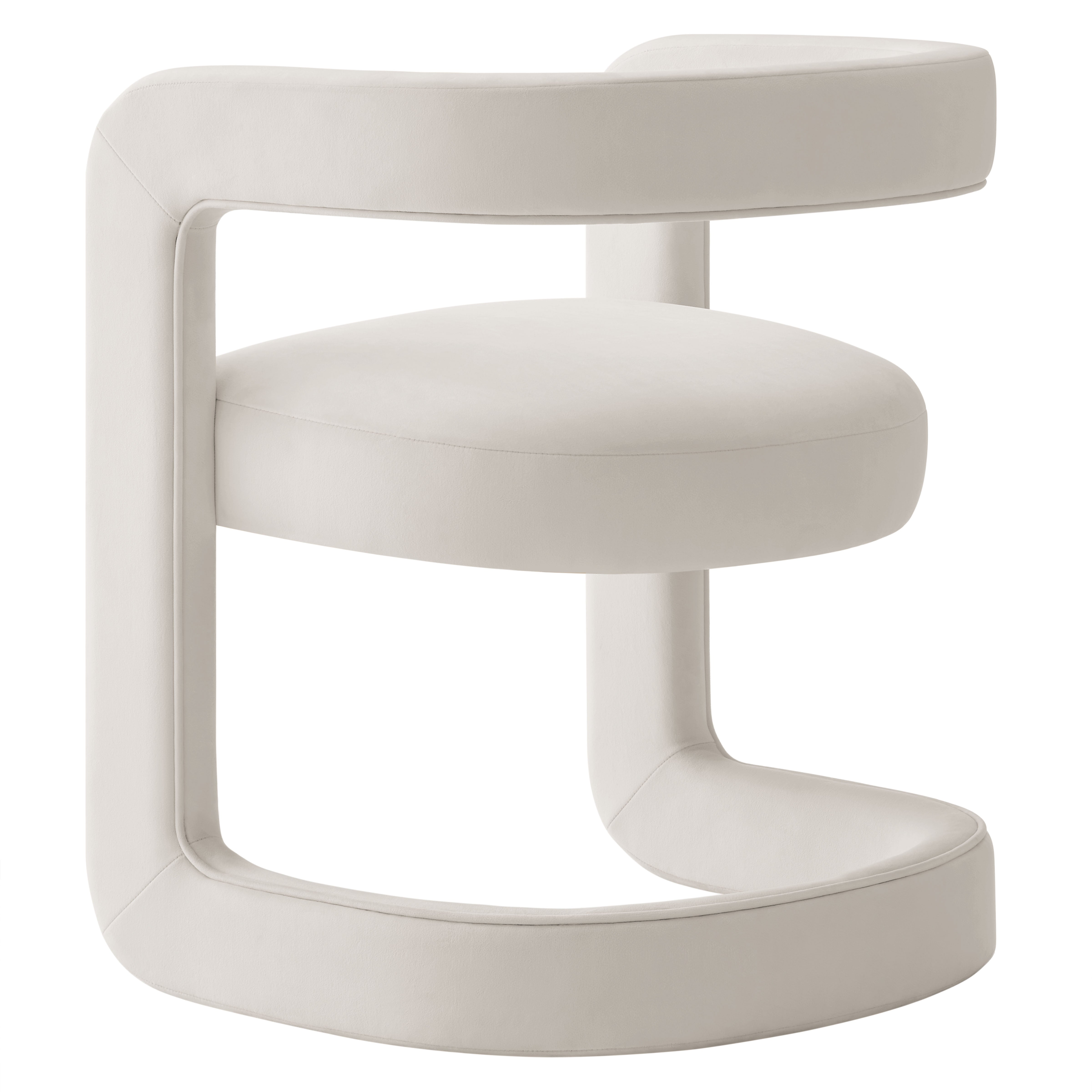 Winslow Barrel Performance Velvet Dining Chair, Alabaster