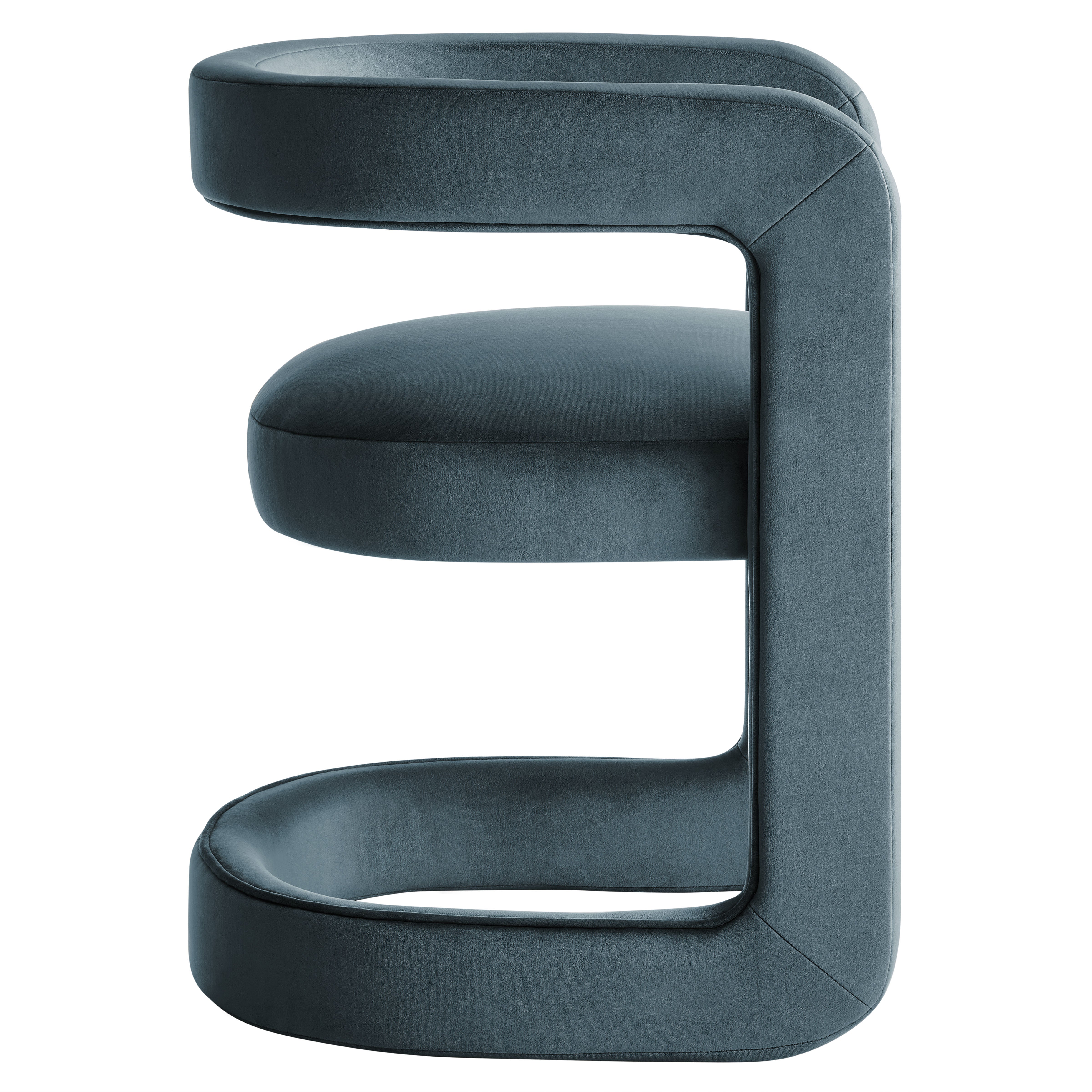 Winslow Barrel Performance Velvet Dining Chair, Cadet Blue