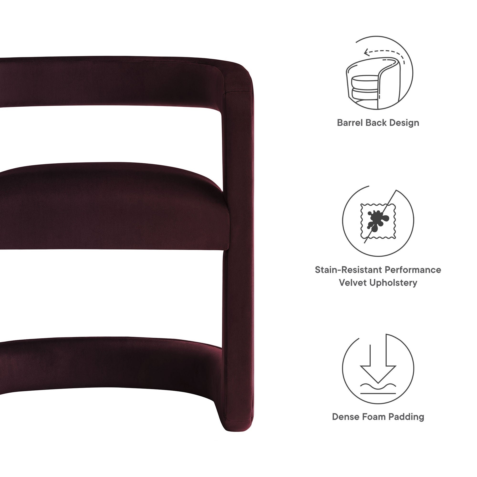 Winslow Barrel Performance Velvet Dining Chair, Mulberry