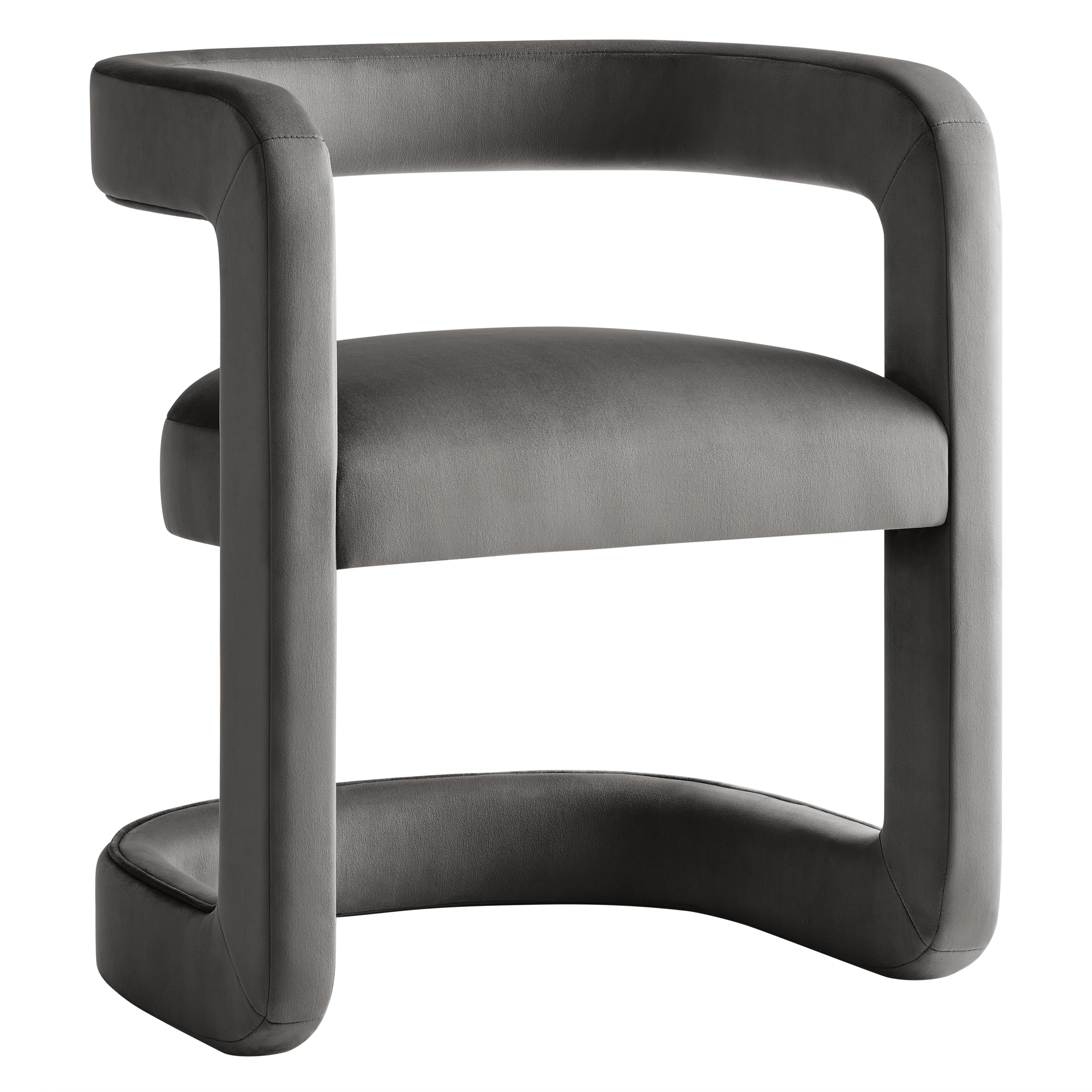 Winslow Barrel Performance Velvet Dining Chair, Storm Gray