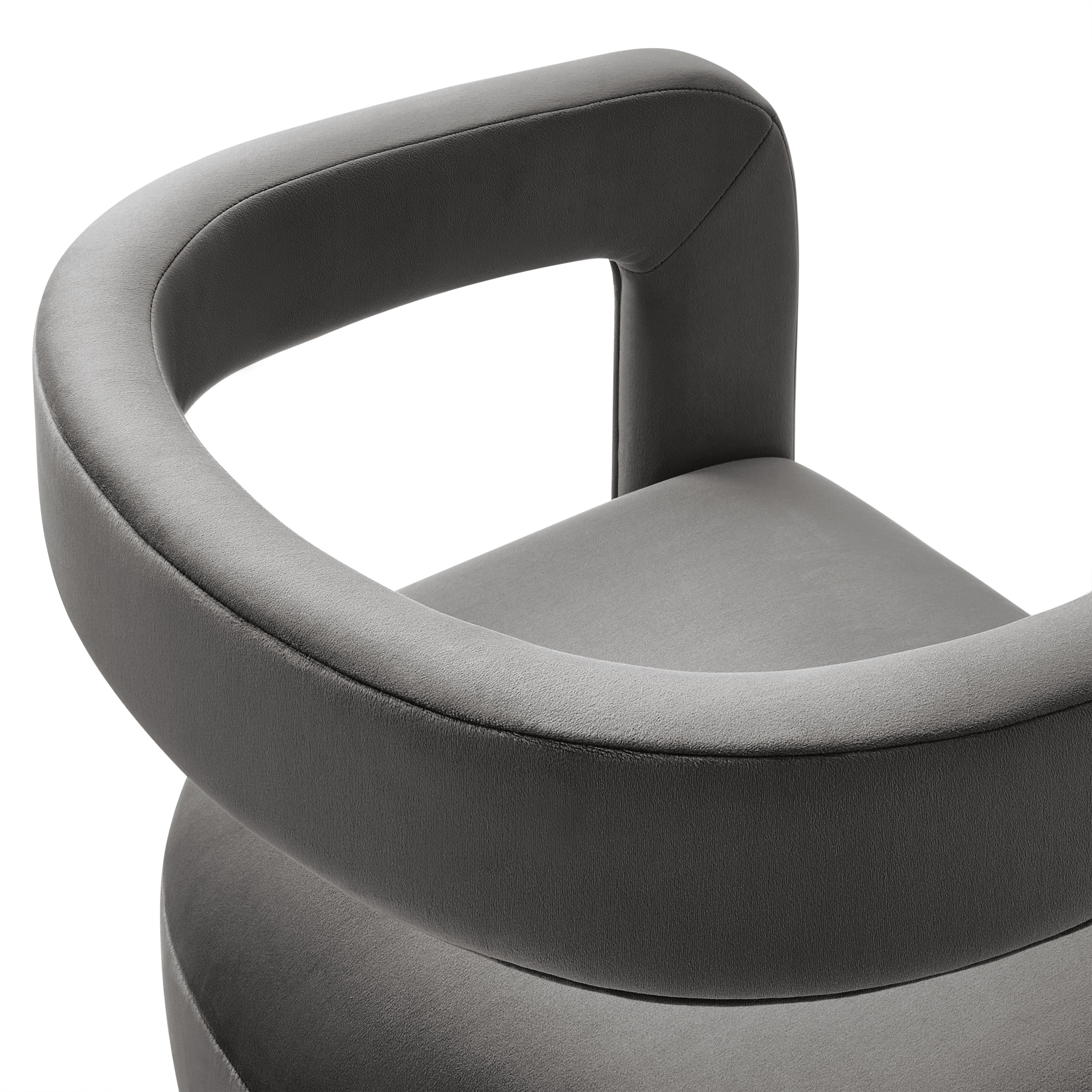 Winslow Barrel Performance Velvet Dining Chair, Storm Gray