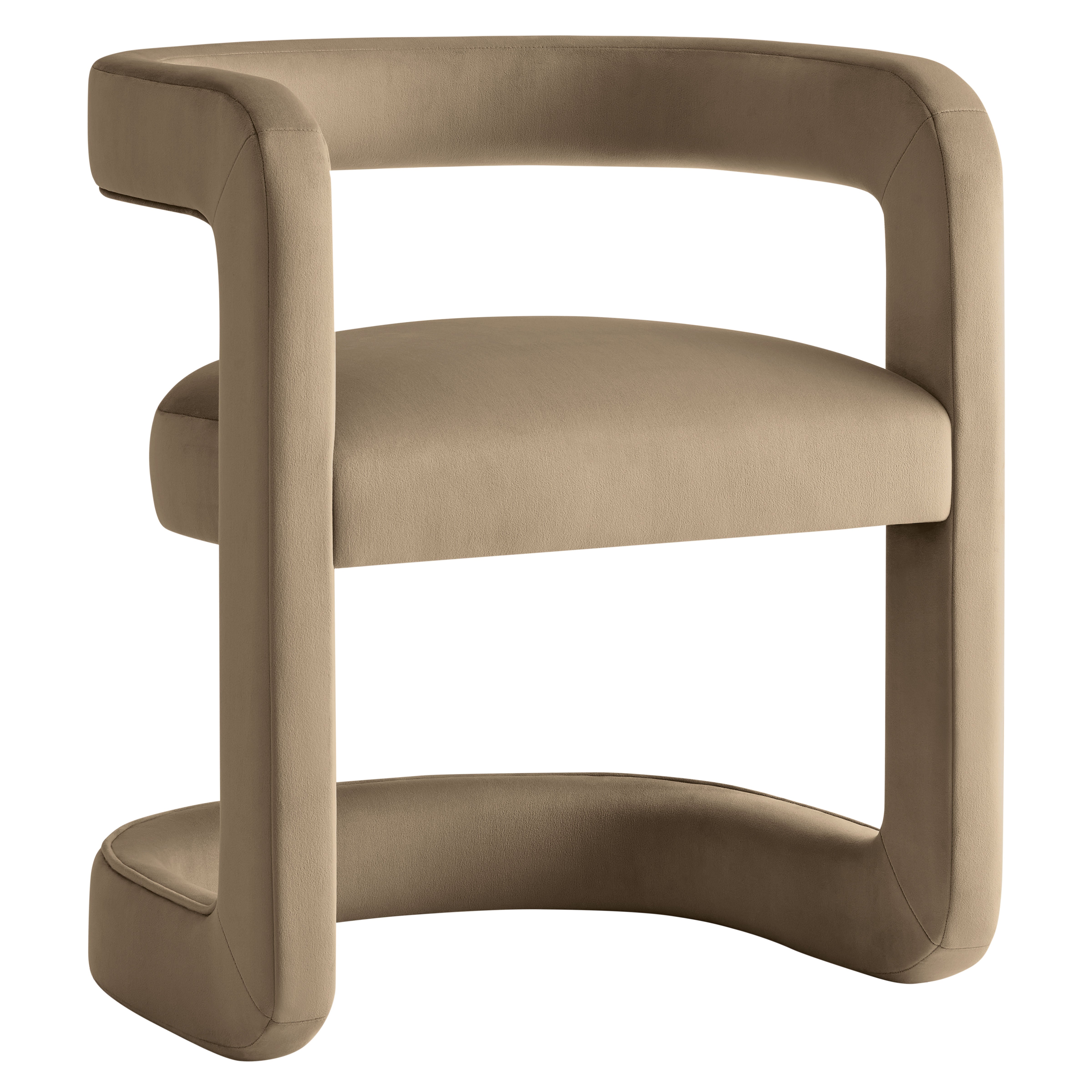 Winslow Barrel Performance Velvet Dining Chair, Taupe