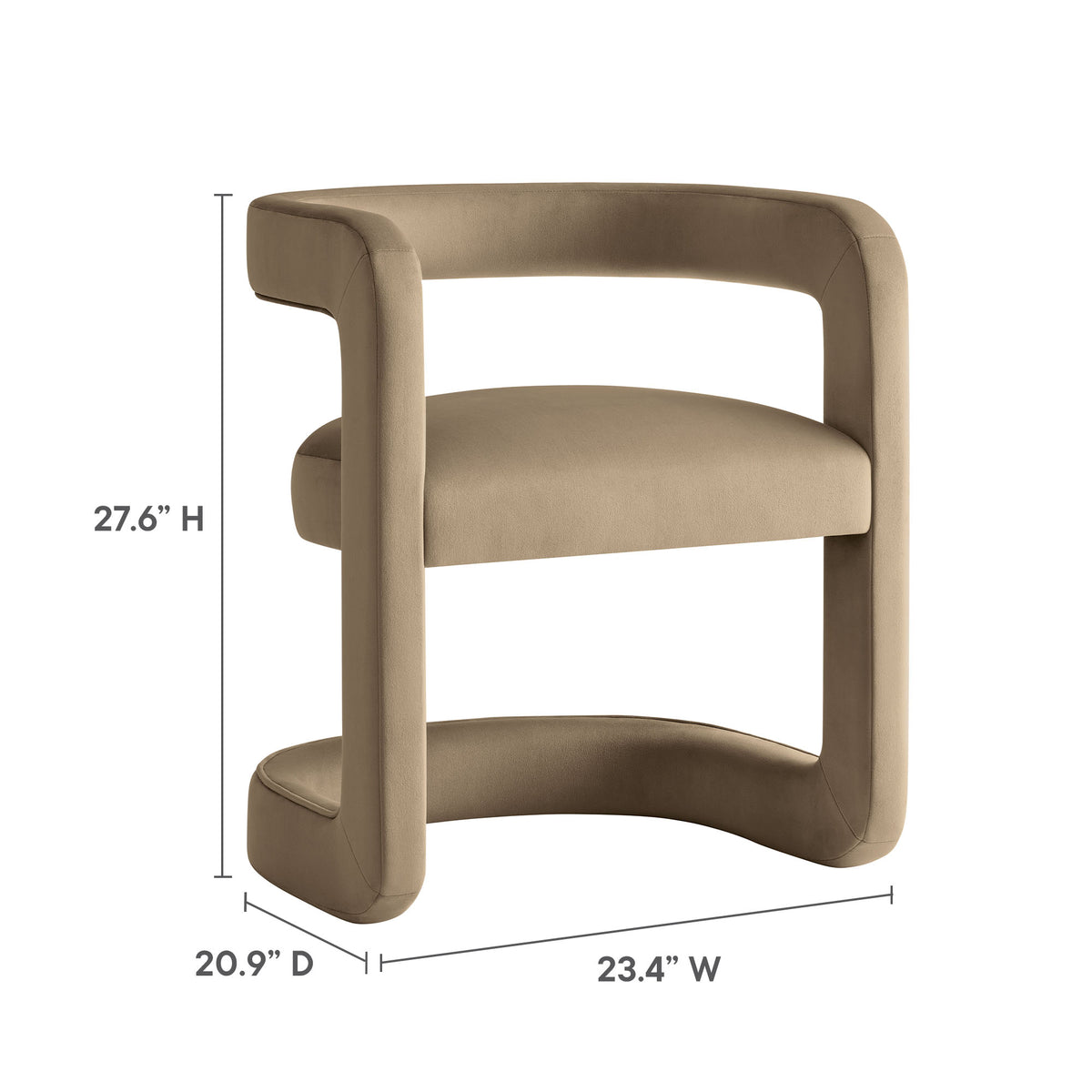 Winslow Barrel Performance Velvet Dining Chair, Taupe