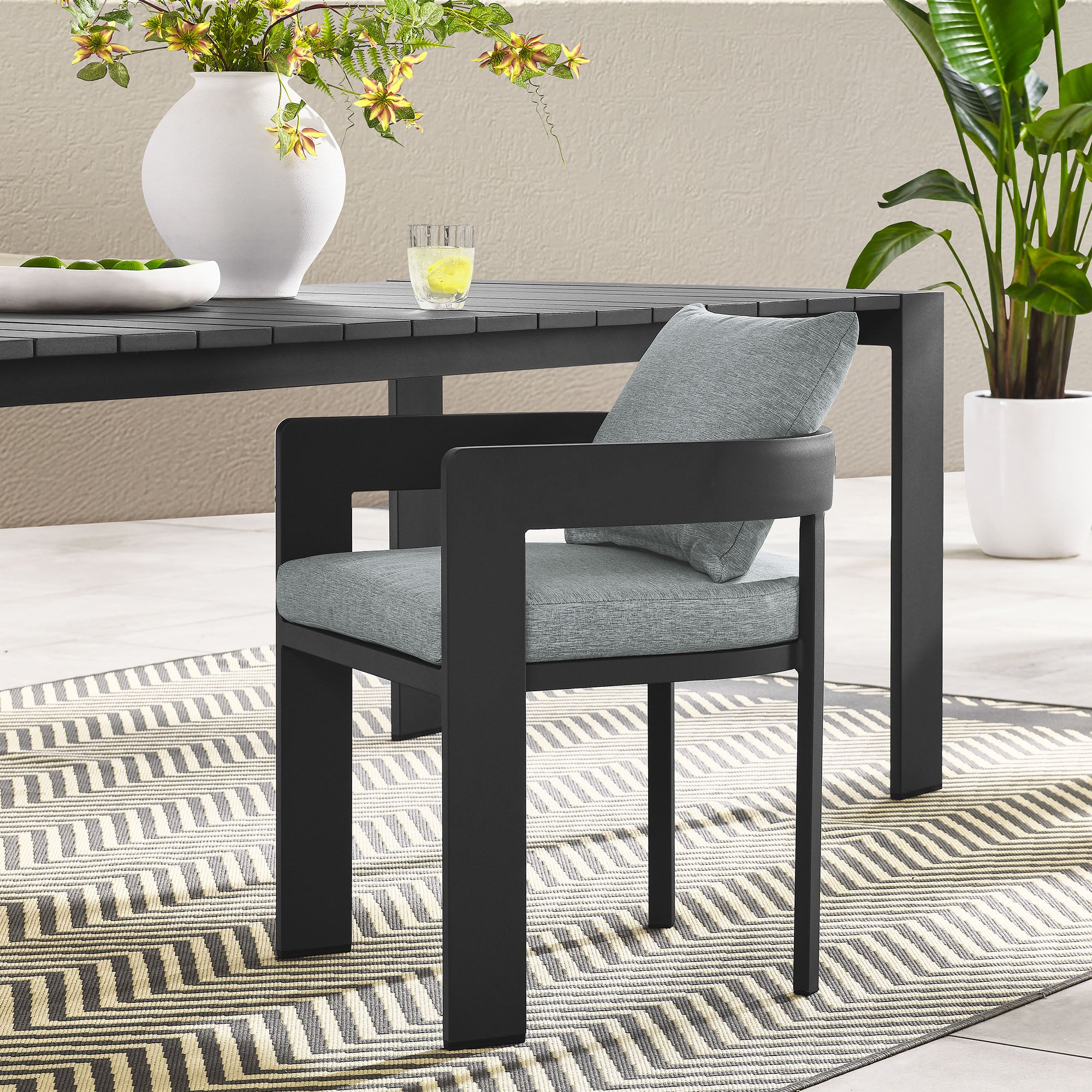Tahoe Outdoor Patio Aluminum Dining Chair, Gray Gray