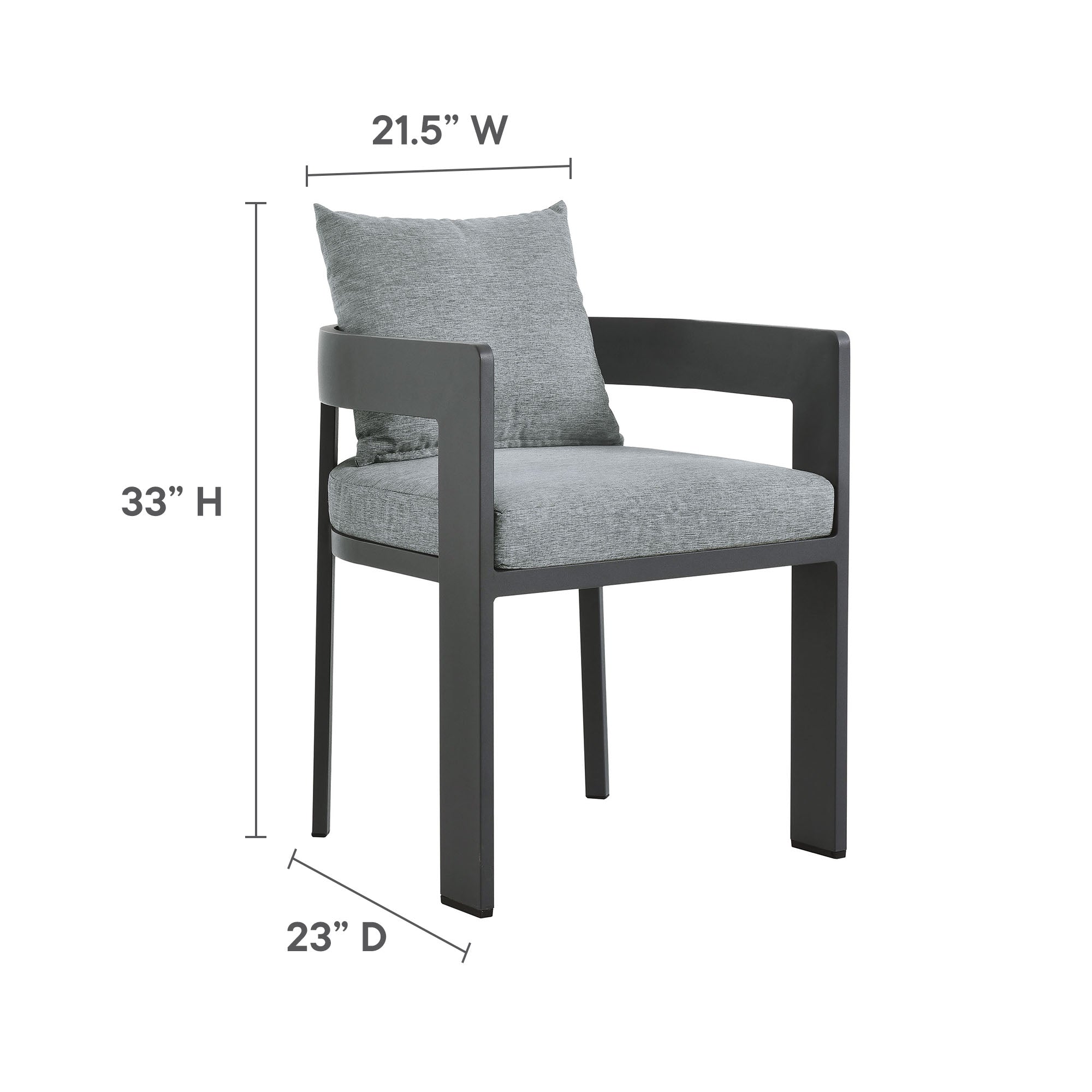 Tahoe Outdoor Patio Aluminum Dining Chair, Gray Gray